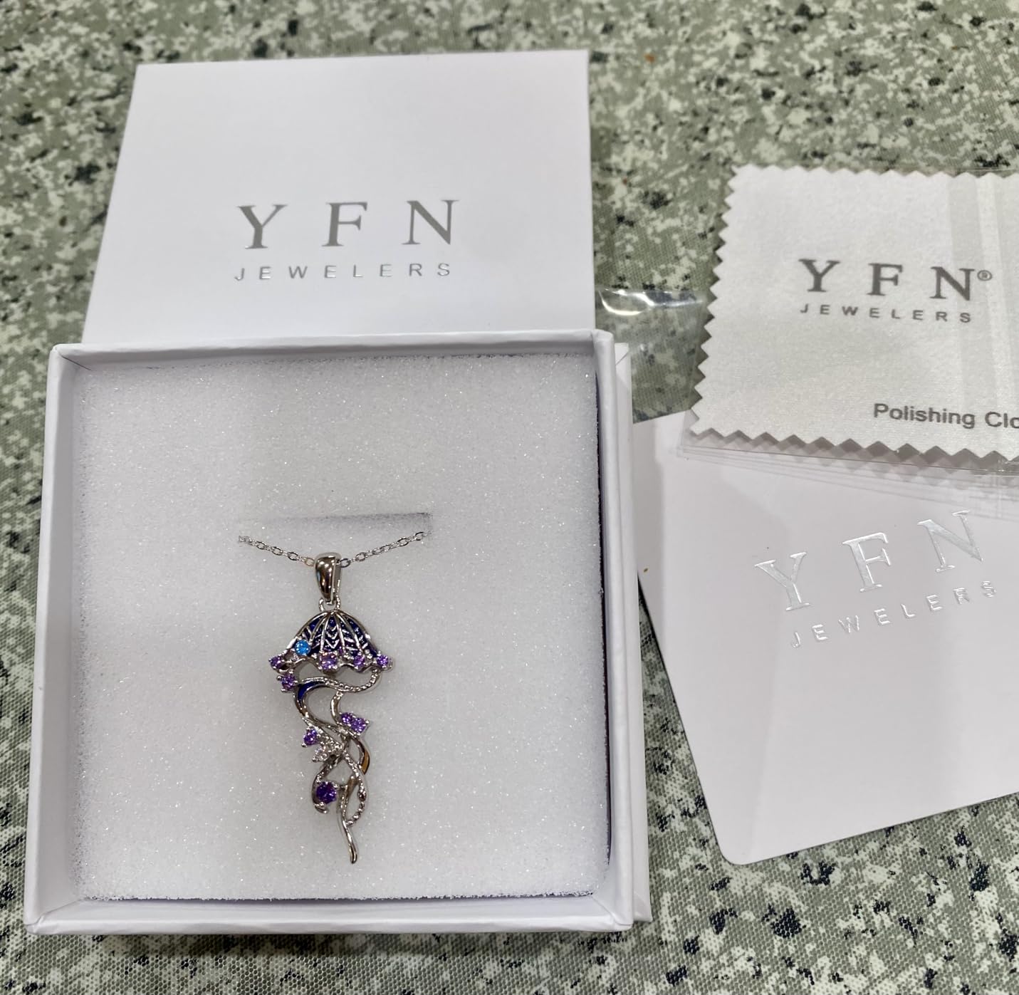 YFN Jellyfish Necklace 925 Sterling Silver Jellyfish Pendant Necklace Ocean Jewelry Gifts for Women customer photo 1