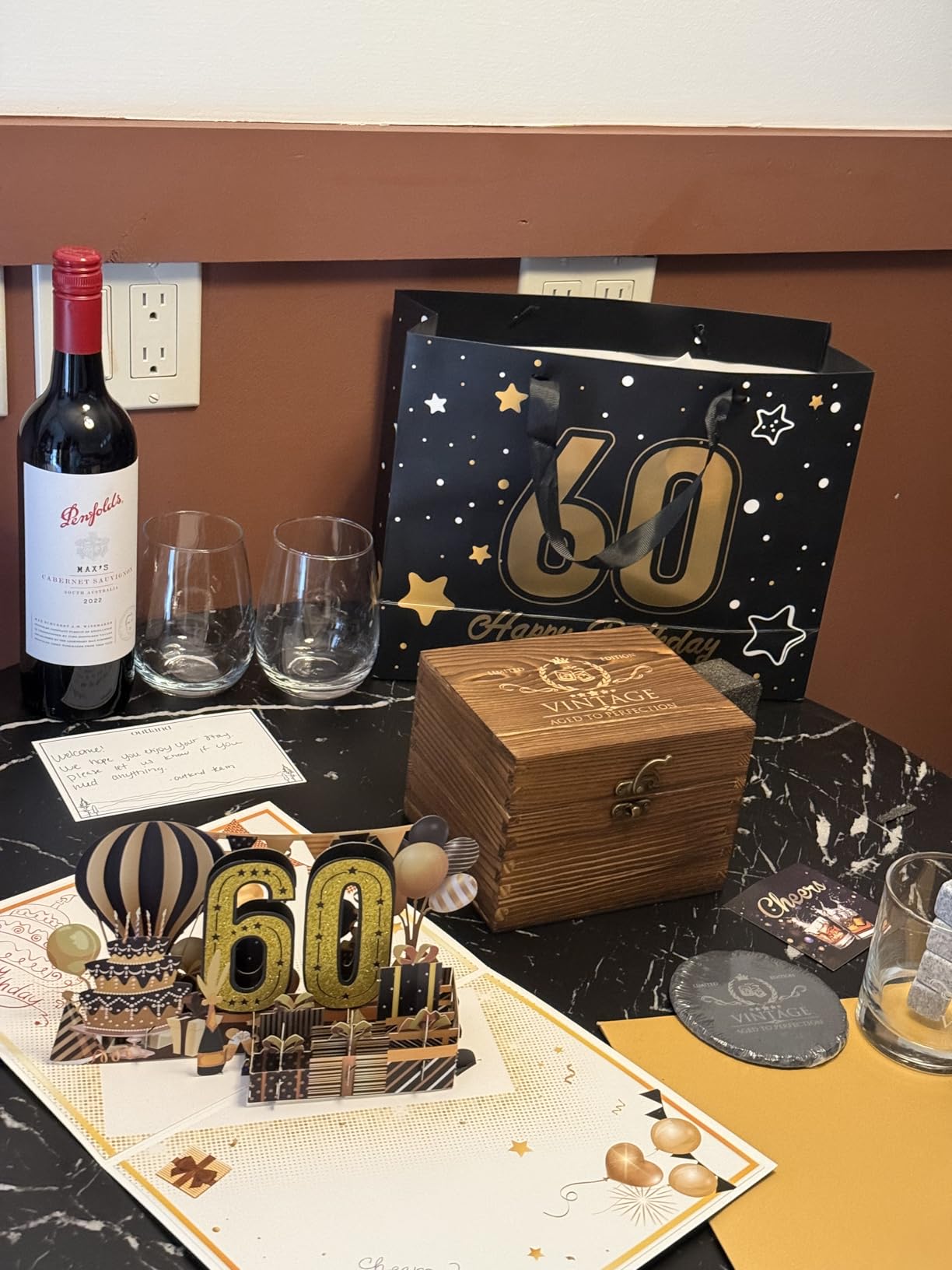 50th Birthday Gifts for Men Whiskey Glass Set - 50th Birthday Decorations, Party Supplies - 50 Year Anniversary, Bday Gifts Ideas for Him, Dad, Husband, Friends - Wood Box & Whiskey Stones & Coaster customer photo 1