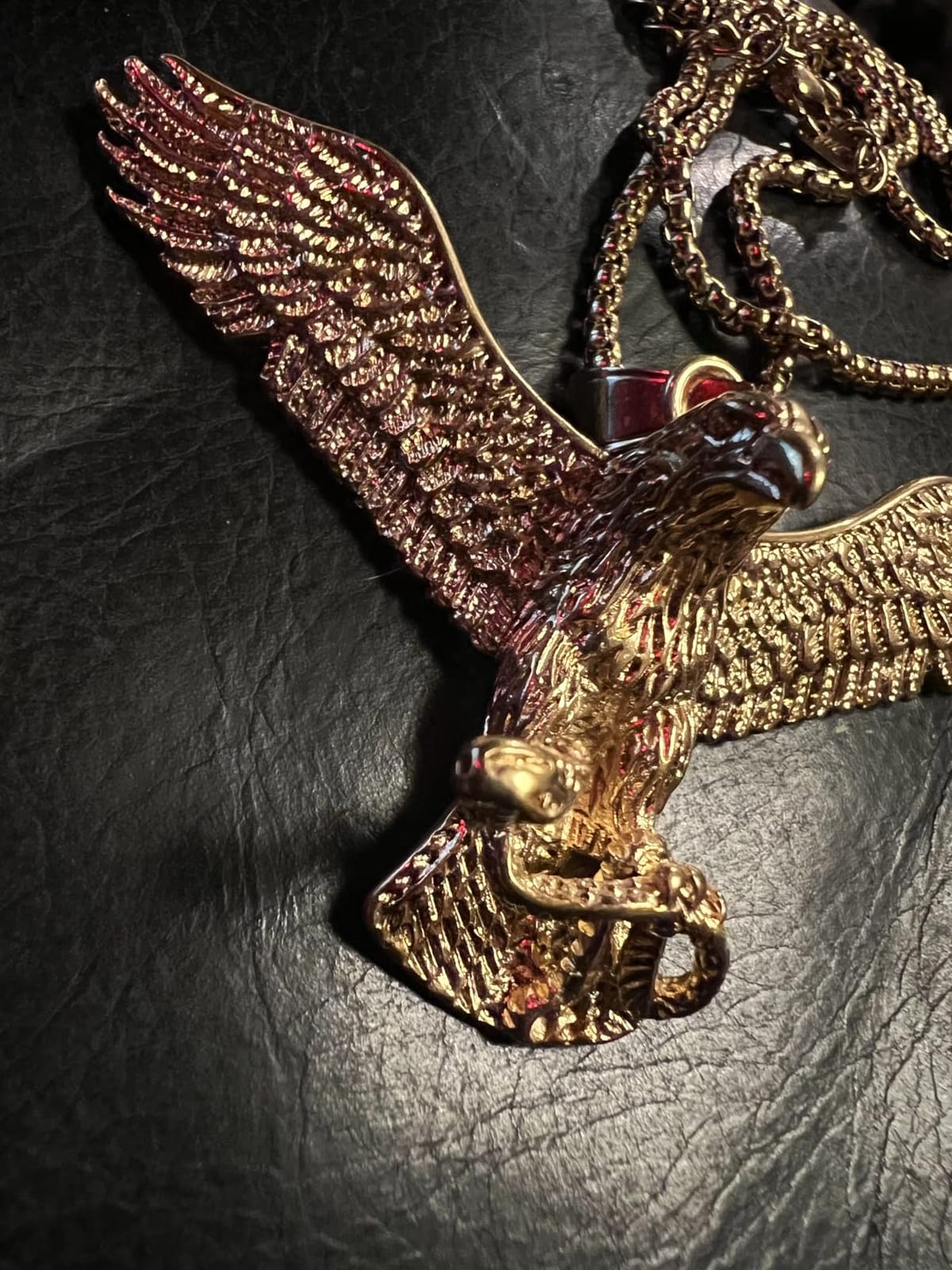 Stainless Steel Hawk Eagle Necklace for Men Women Patriotic American Flag Bald Eagle Shield Pendant Jewelry customer photo 1