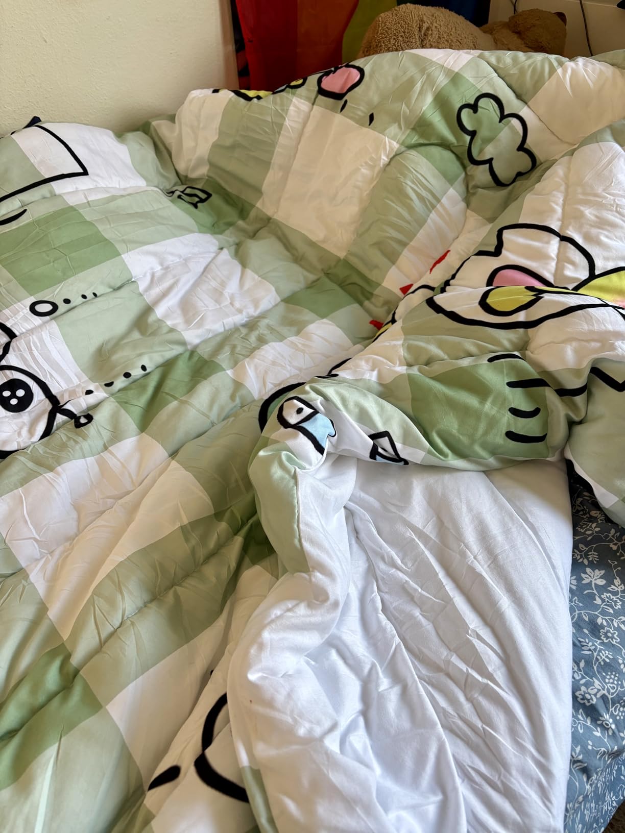 3D Cartoon Frog Comforter Set Full Size Honeybee Ants Pond Cloud Printed Pattern Bedding Duvet Set for Girls Boys Teens Adult Modern Quilt Set with 2Pillowcase customer photo 1