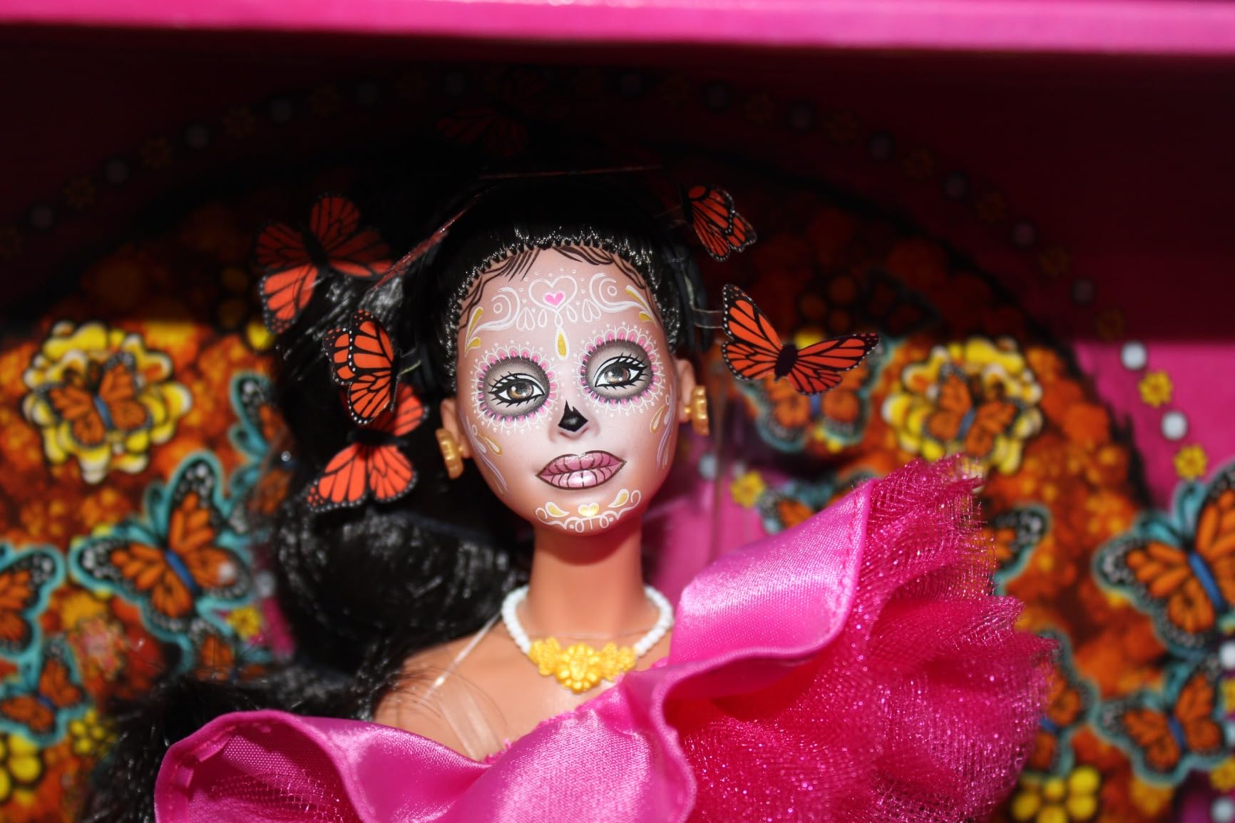 Barbie Signature Fashion Doll, 2023 Dia de Muertos Collectible Wearing Ruffled Pink Gown & Holding Tiny Ofrenda customer photo 1
