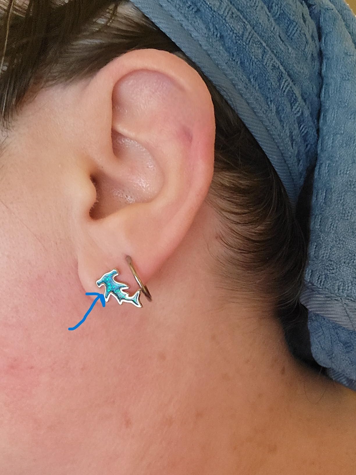 Shark Week Hammerhead Shark Earrings 925 Sterling Silver Ocean Gift customer photo 2