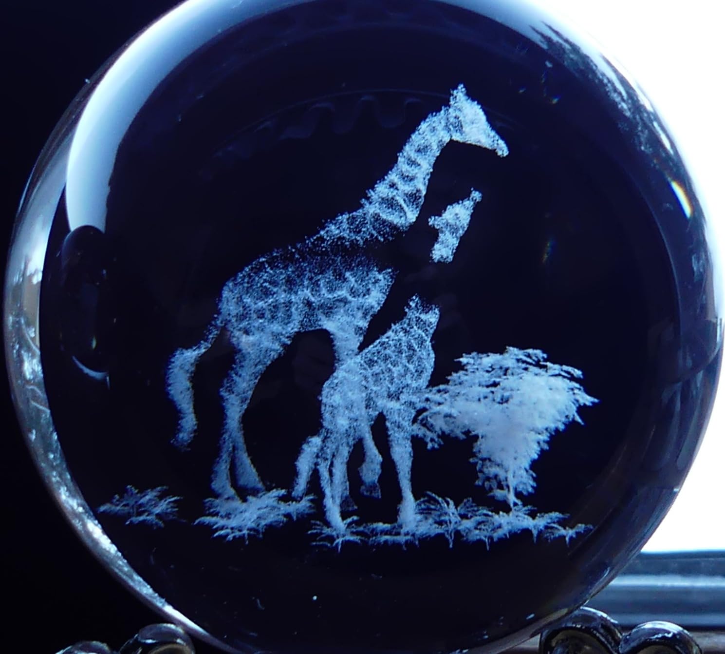 60mm 3D Laser Engraved Mom and Baby Giraffes Crystal Ball Paperweight | Art Glass Animals Figurine Collectibles, Giraffe Gifts For Women Mom, Home Decor customer photo 1