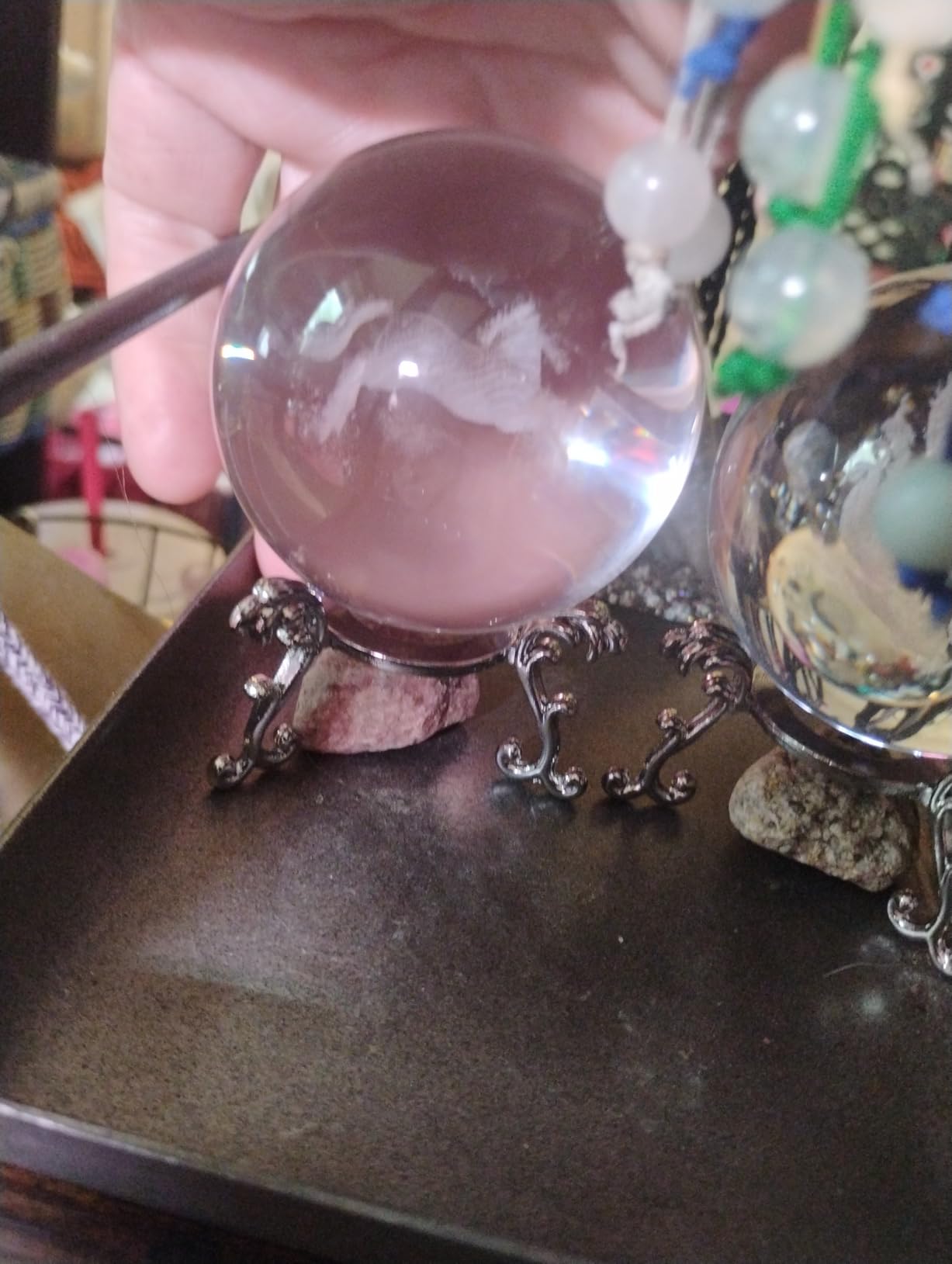 60mm 3D Laser Engraved Mom and Baby Giraffes Crystal Ball Paperweight | Art Glass Animals Figurine Collectibles, Giraffe Gifts For Women Mom, Home Decor customer photo 2