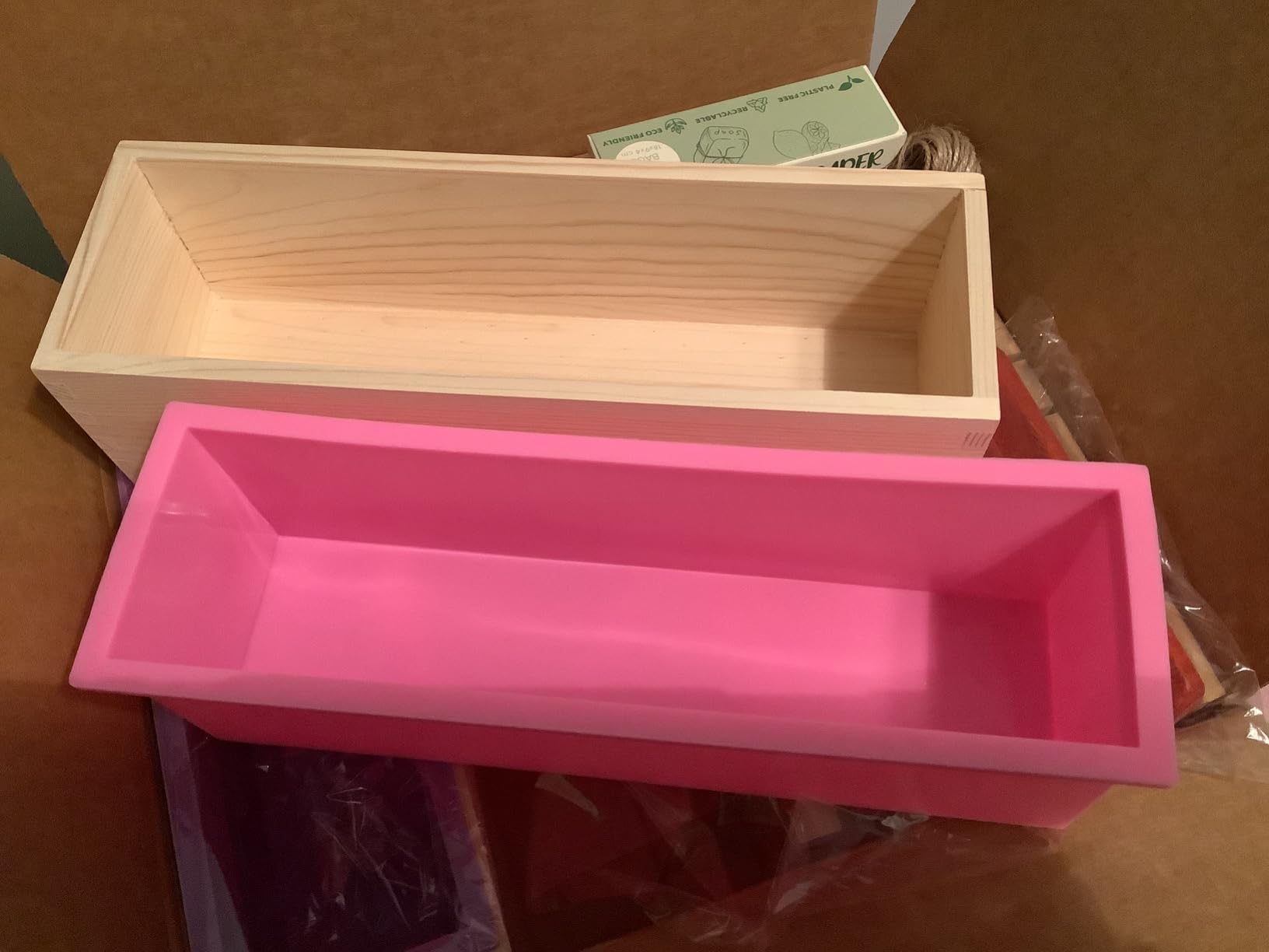 Soap Mold Making Kit with Wooden Cutter Soap Molds Silicone 46oz - Melt and Pour or Cold Process, 50pc Soap Packaging Paper Bags and Slicer customer photo 1