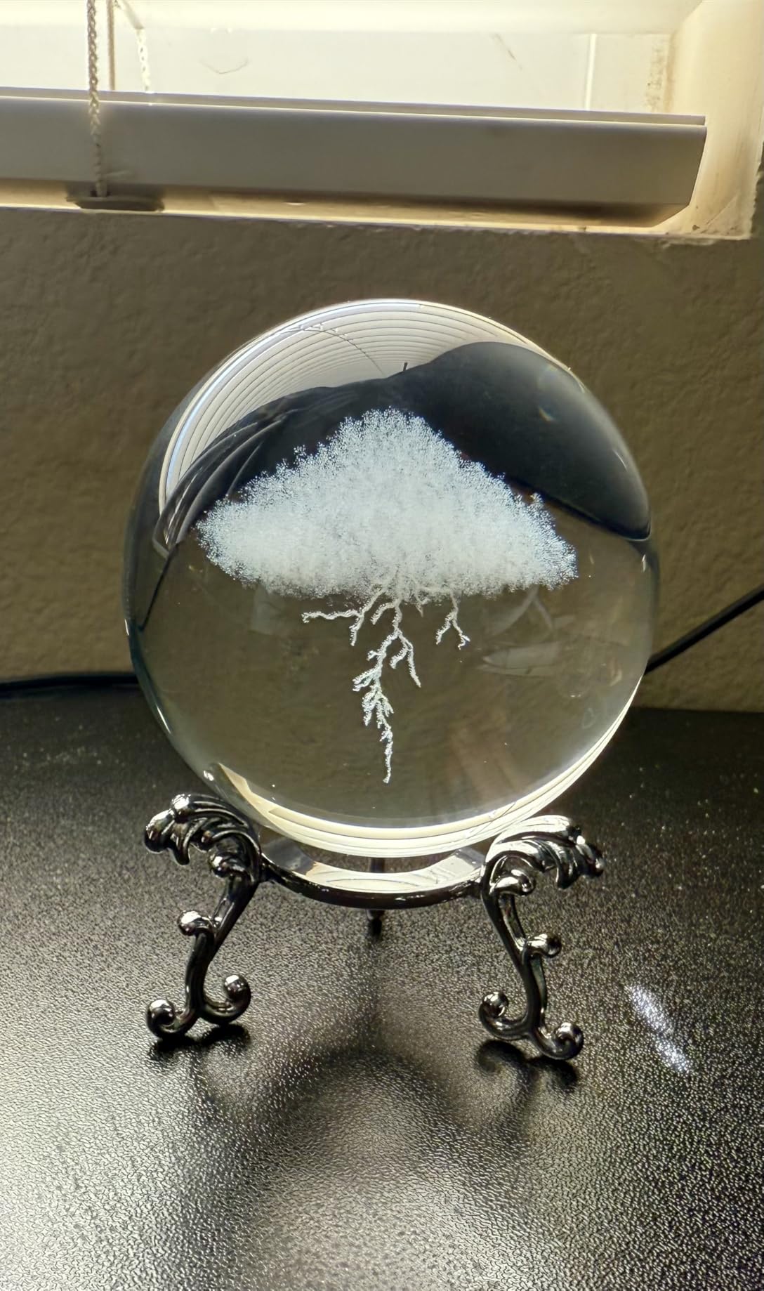 3D Lightning Cloud Crystal Decorative Ball Paperweight with Stand, 60mm | Laser Engraved, Glass Art Full Sphere for Home Table Decoration Ornaments Christmas Birthday Gift customer photo 2