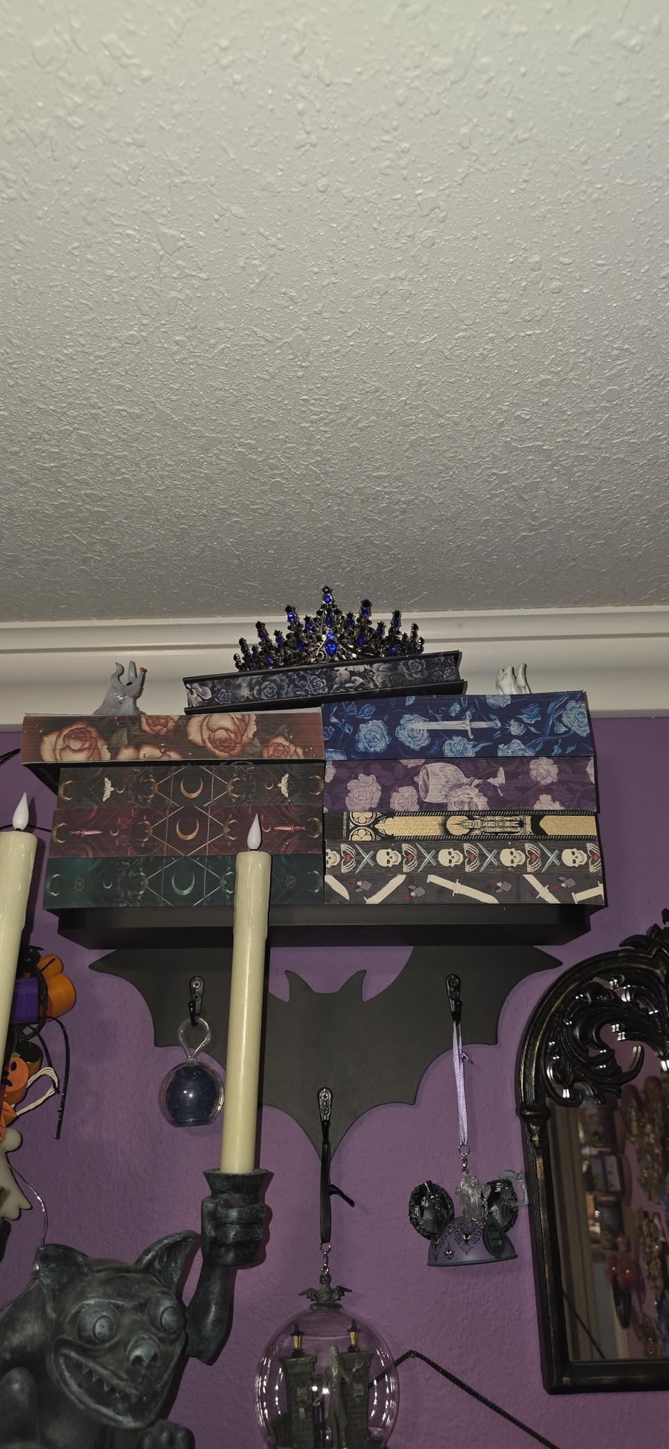 Bat Shelf Floating Shelves for Wall, 15.5 inch Black Wall Mounted Shelf with 3 Key Hooks customer photo 1