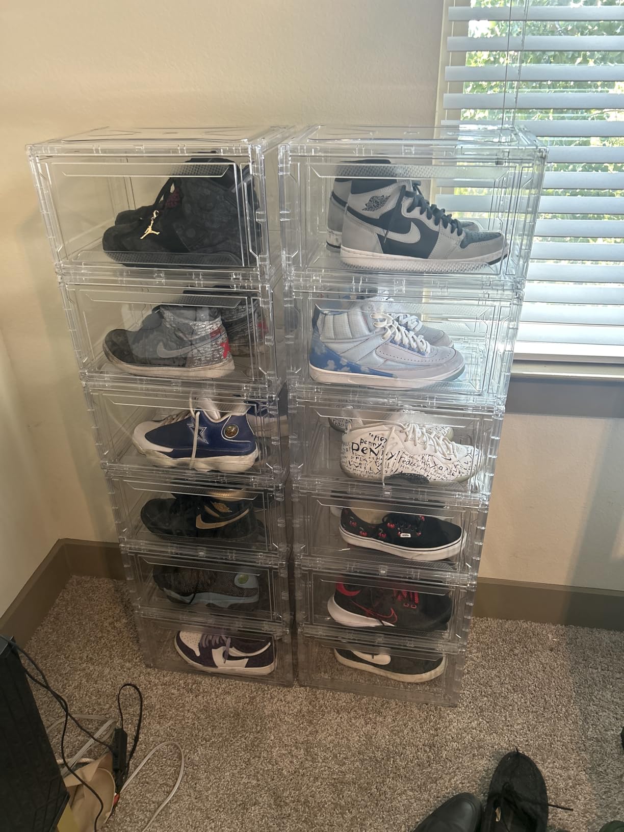 MMBABY 12 Pack Acrylic Clear Shoe Boxes, Ultra Clear Stackable Sneaker Display Cases with Magnetic Door, Professional Grade Shoe Display Case for Sneakers & Boots, Fits Up to US Men's Size 15 customer photo 2