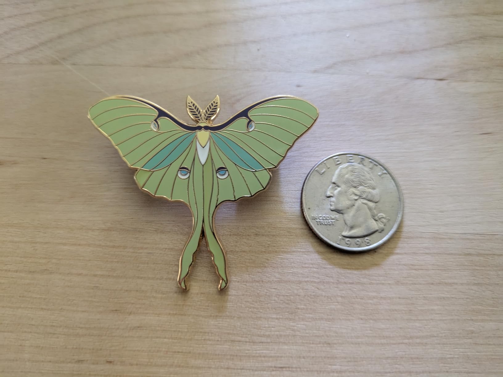 Pinsanity Luna Moth Enamel Lapel Pin customer photo 2