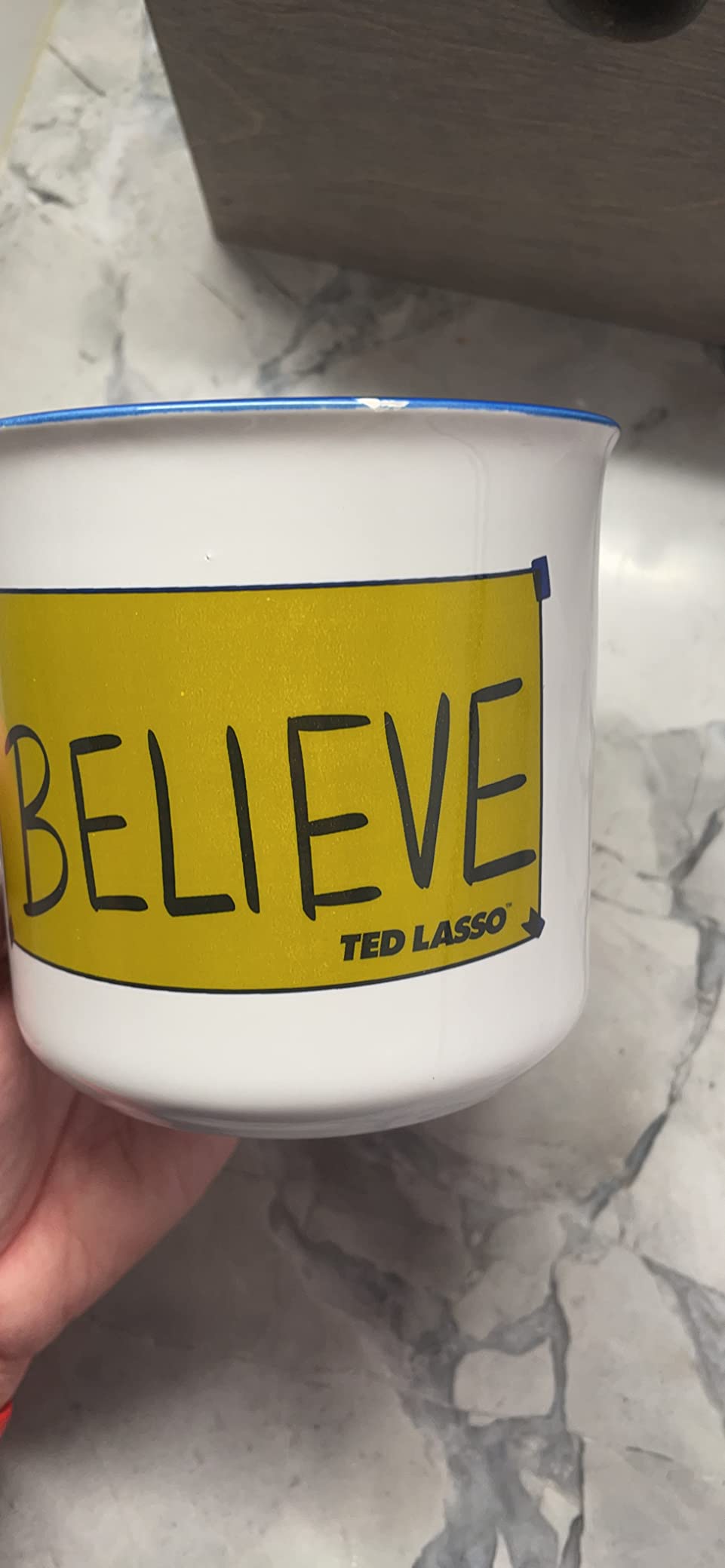 Silver Buffalo Ted Lasso Be a Goldfish Quote, Ceramic Camper Mug, 20oz customer photo 2