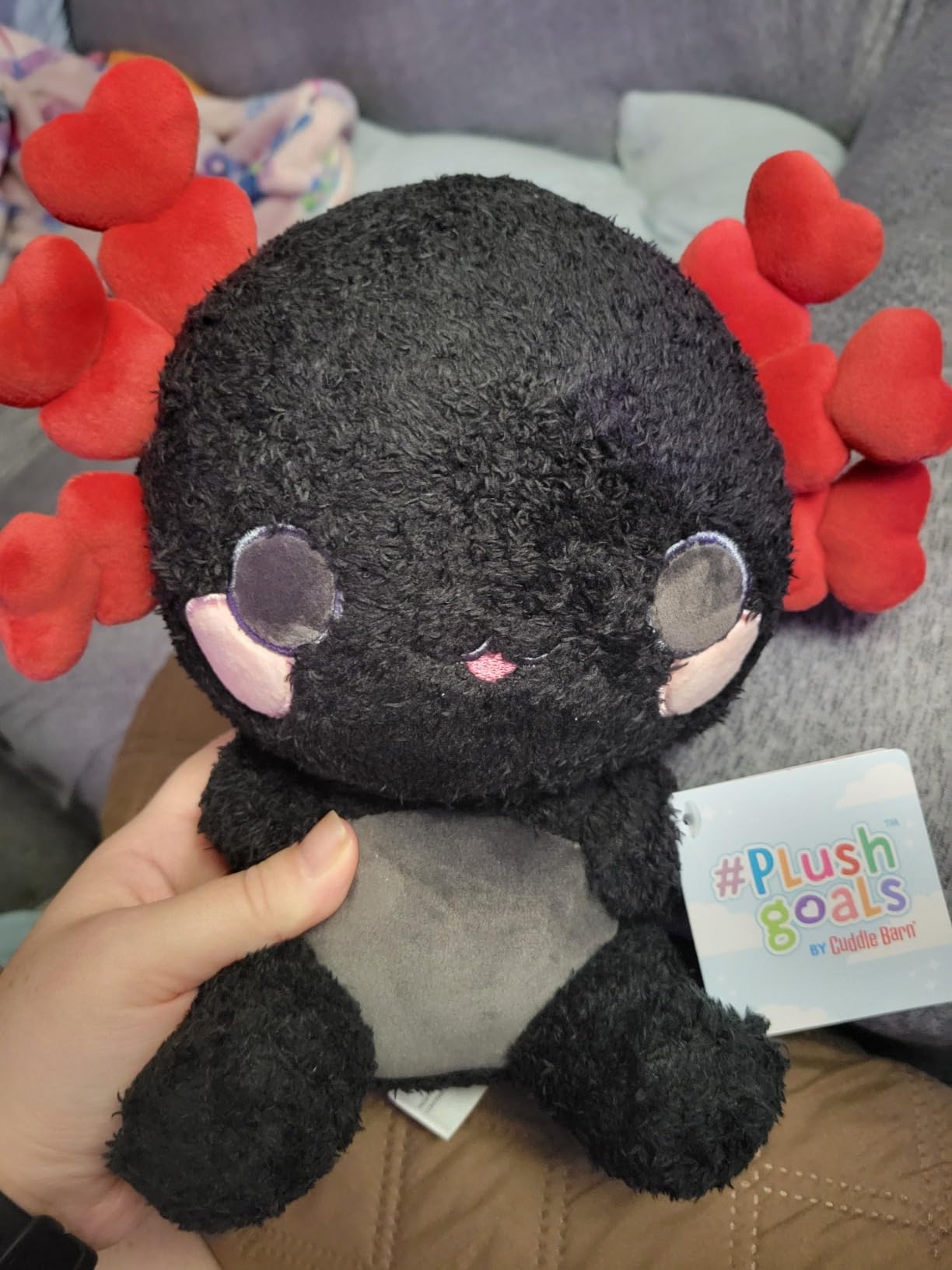 Cuddle Barn PlushGoals - Lottie the Lovely Axolotl Plush | Pink Kawaii Plushy w/Hearts for Girls, Teens, Adults | Cute Chibi Axolotls Toy Plushies for Birthday, Graduation, Valentine's, Holiday - 10