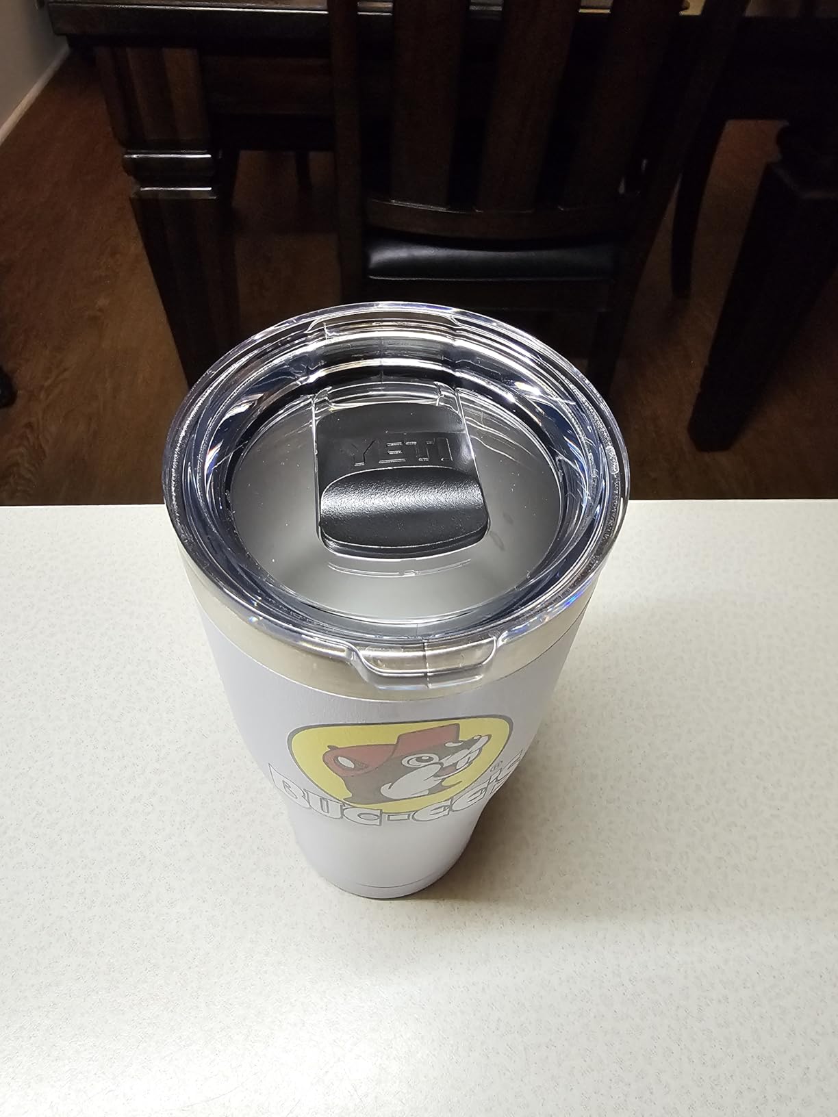 Buc-ee's White Stainless Steel Freedom Tumbler With Color Logo, Double Wall Vacuum Insulated, Tinted Slide Lid, Powder Finish, 20 Ounces customer photo 1
