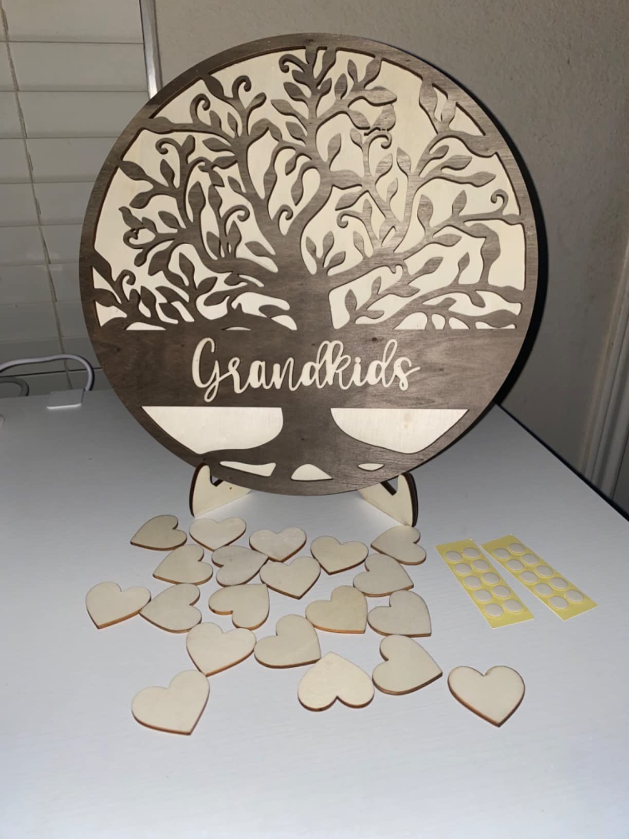 Mothers Day Gifts for Grandma from Grandkids, Personalized Birthday Gifts for Grandma, 3D Family Name Tree with 20 Heart Tags, Custom Birthday Gift for Grandparents Granny, Abuela Gift customer photo 1