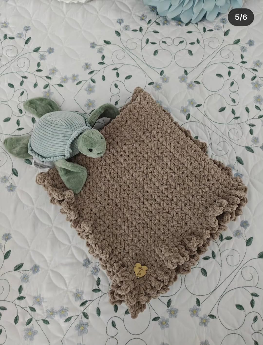 Lambs & Ivy Sea Dreams Green Turtle Plush Stuffed Animal Toy - Shelly | Light Green Ribbed Velour & Medium Green Minky 11 ½ Inch Embroidered Sea Turtle, Safe for All Ages customer photo 2