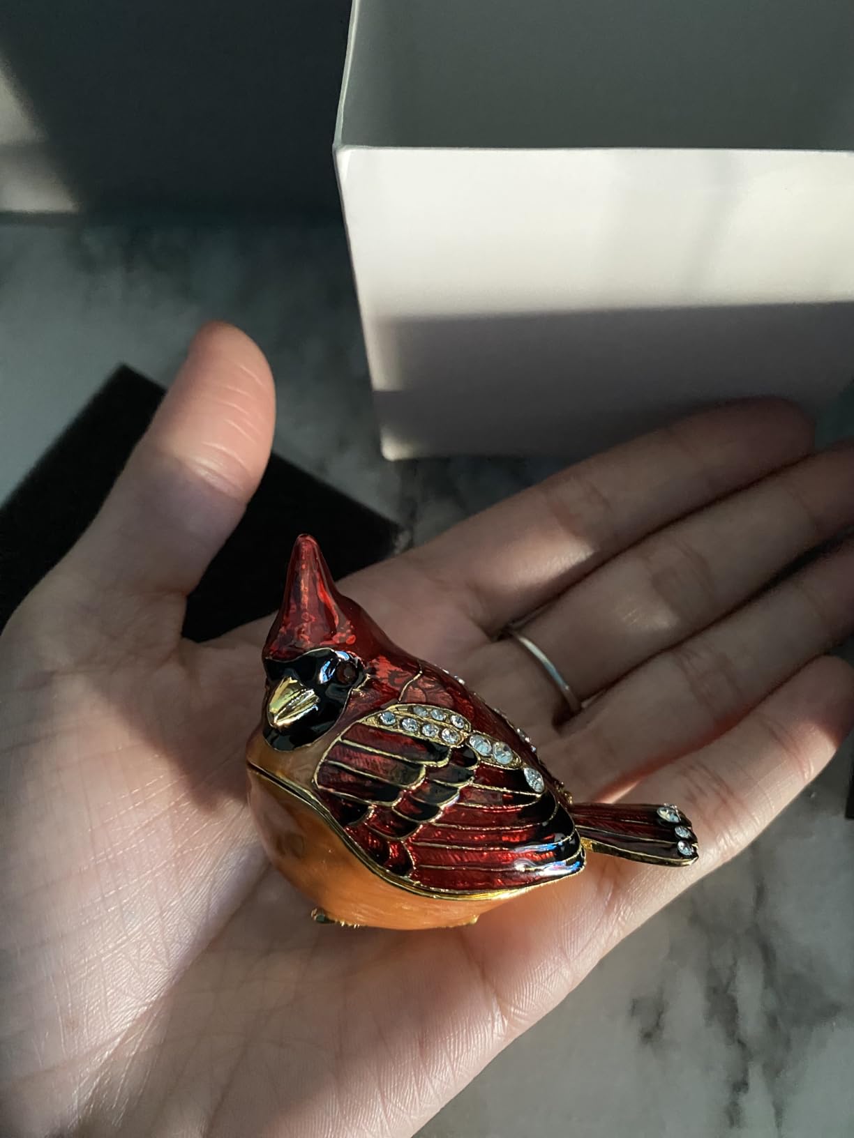 Elegant Cardinal Bird Jewelry Trinket Boxes Hinged Keepsake Ring Box Necklace Earrings Organizer. Cardinals Gifts for Women Bird Figurines Home Decor customer photo 1