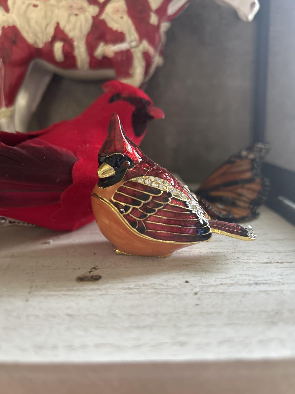 Elegant Cardinal Bird Jewelry Trinket Boxes Hinged Keepsake Ring Box Necklace Earrings Organizer. Cardinals Gifts for Women Bird Figurines Home Decor customer photo 2