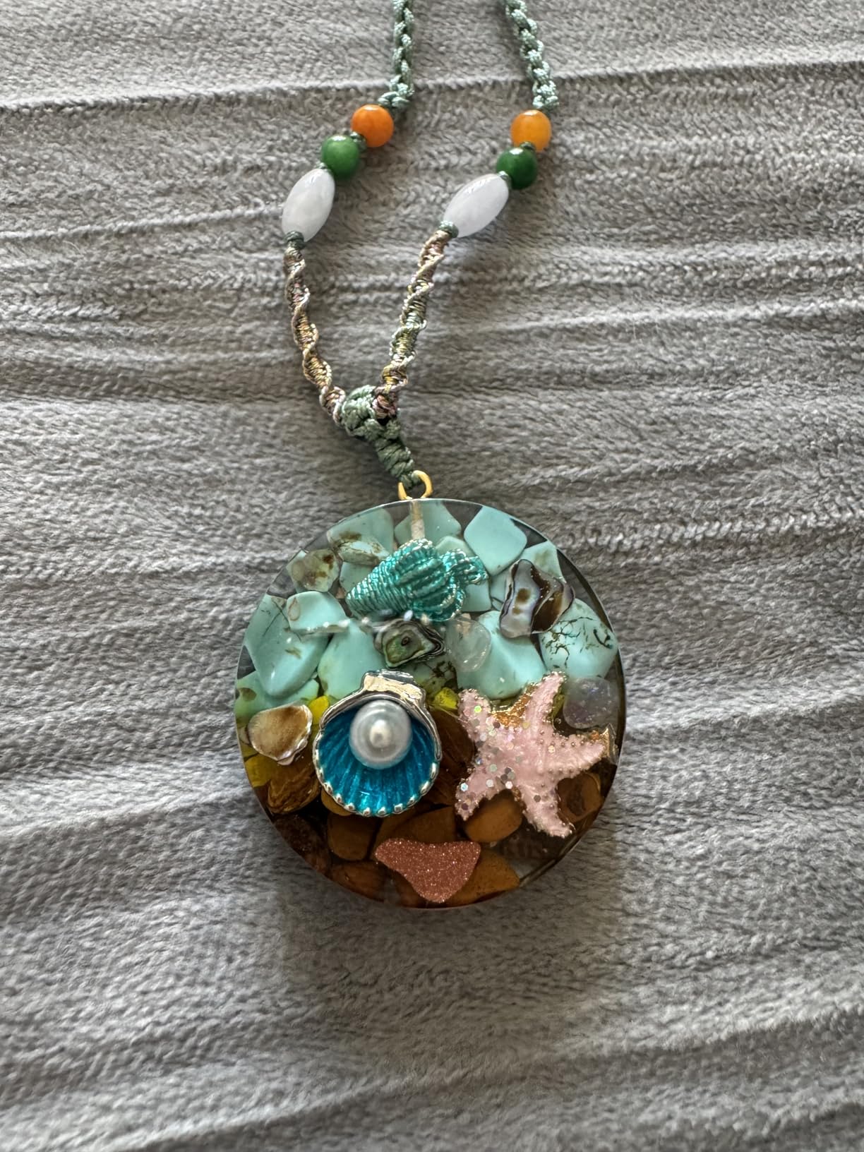 Da Piao Liang Ocean-Inspired Necklace With Conch, Starfish, Turquoise And Tiger Eyes For Summer Beach Vibes - Adjustable Rope Perfect For Women customer photo 2