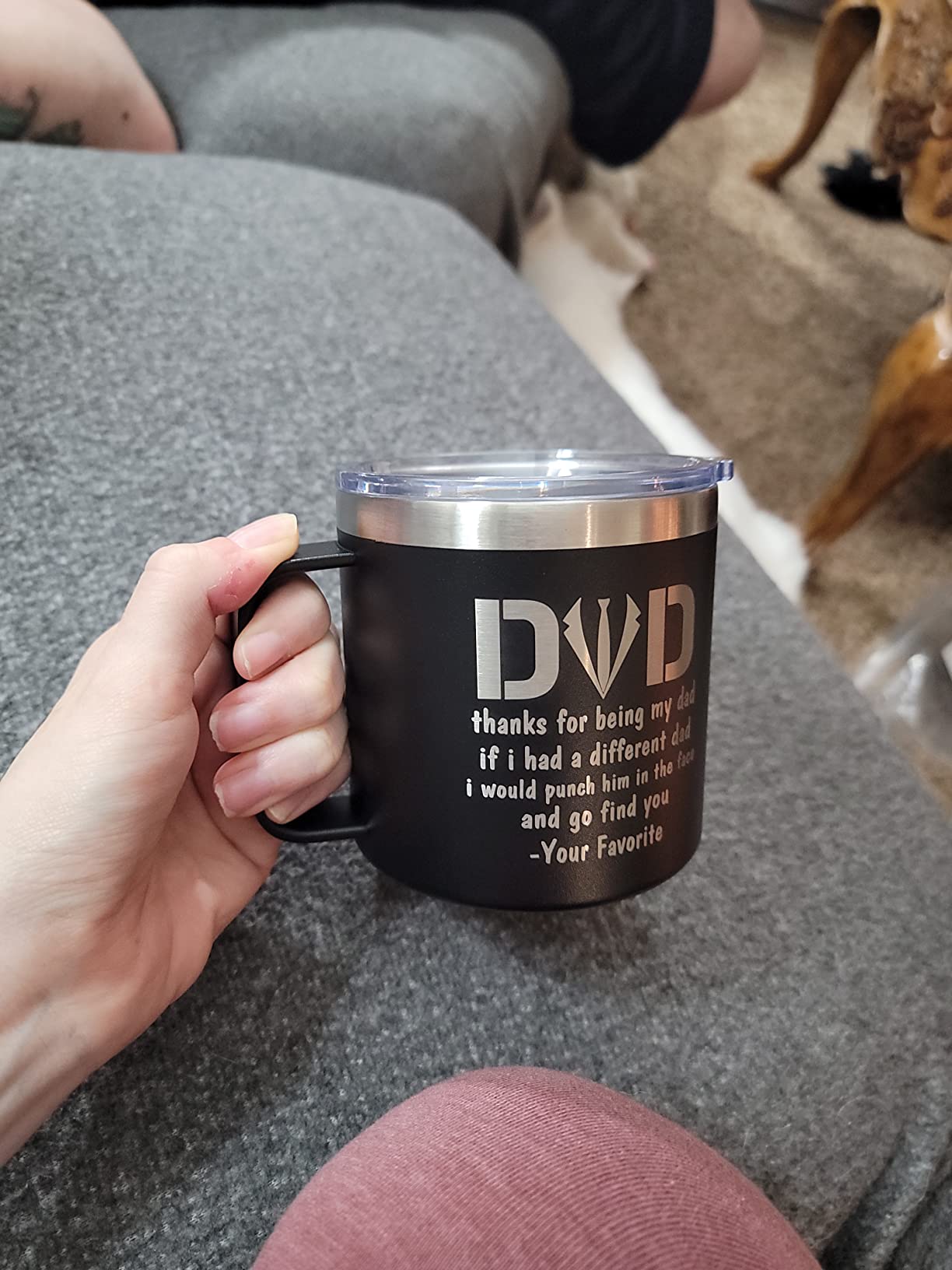 Dad Gifts from Daughter, Son, Kids on Birthday - Funny 50th 60th 70th Birthday Gifts for Men, Dad, Grandpa - 14oz Navy Insulated Stainless Steel Coffee Mug customer photo 1