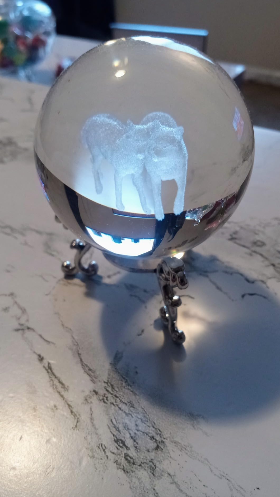 Wolf Crystal Ball with Stand - 3D Laser Engraved Glass Ball Figurine with Metal Stand and Gift Box customer photo 1