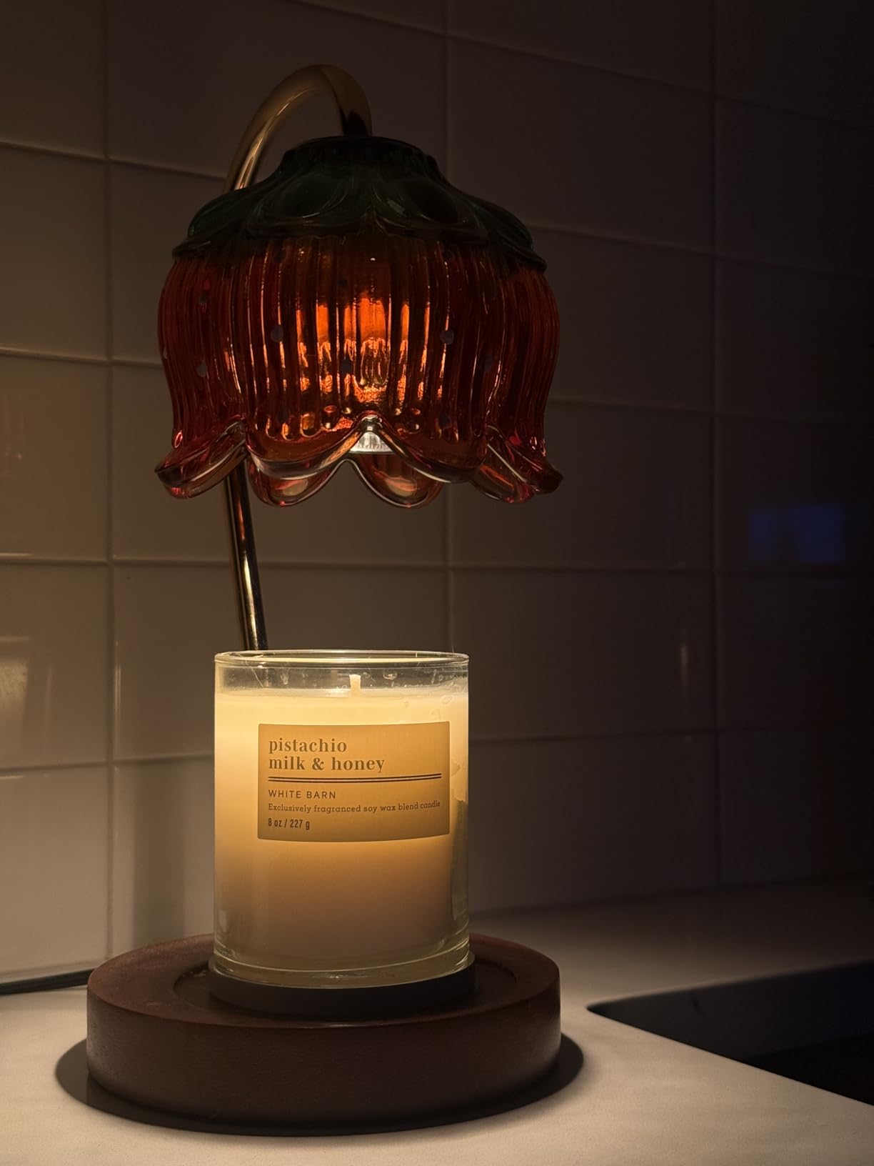 Funistree Flower Candle Warmer Lamp with Timer, Dimmable Candle Lamp Warmer, Christmas Birthday Gifts for Women Mom Her, Housewarming Home Decor, Lotus Wax Warmer for Yankee Candles - Lily Amber customer photo 1