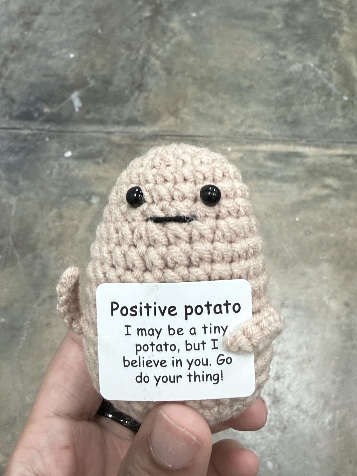 Mini Funny Knitted Wool Crochet Potato Doll Toy with Positive Card | Creative Cute Cheer Up Gift for Friends Parties Women Men Mothers Day Graduation Decoration and Encouragement customer photo 1