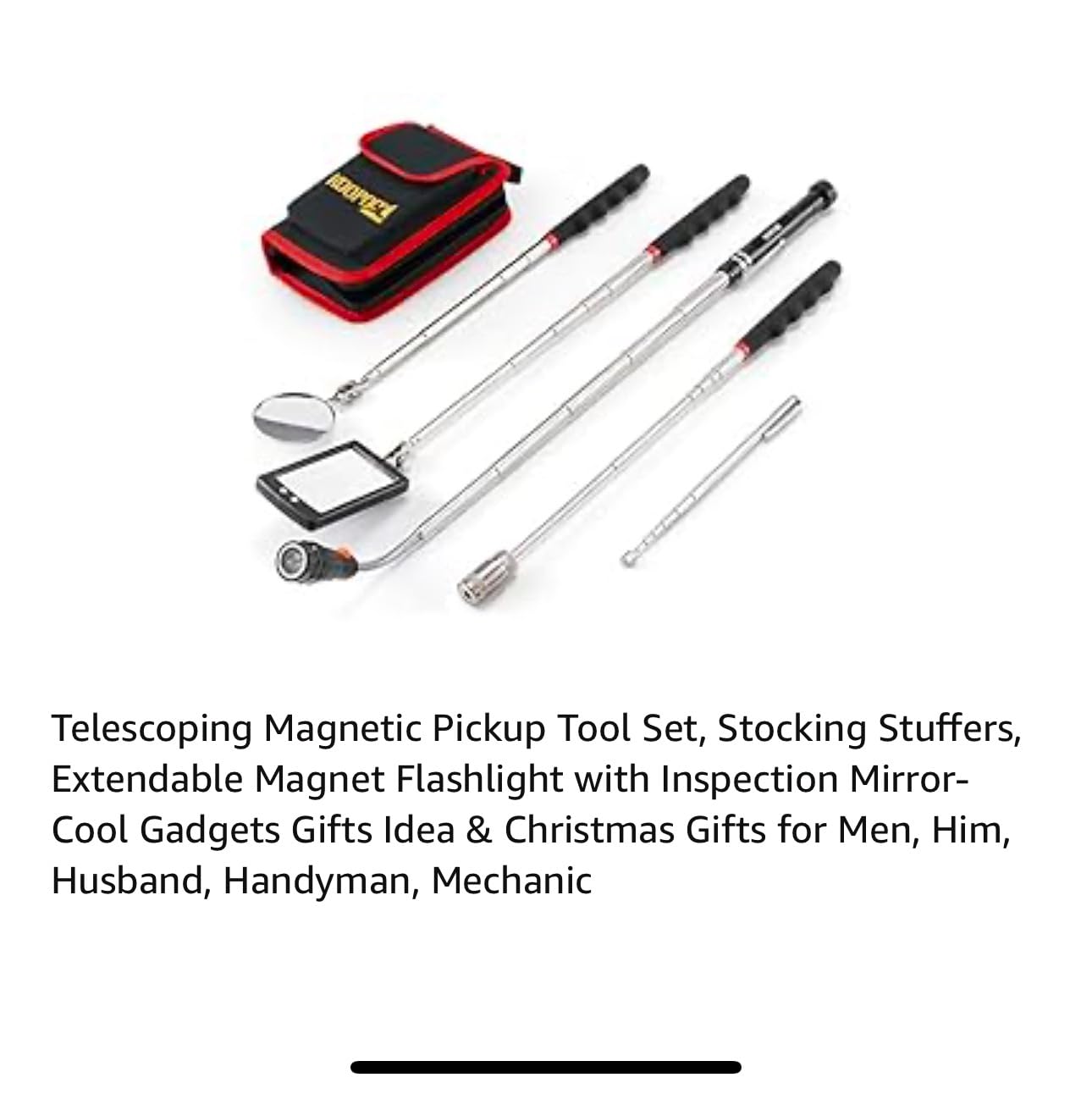 Telescoping Magnetic Pickup Tool Set, Inspection Mirror Telescoping, LED Flashlight, Cool Gadgets for Men, Stocking Stuffers, Gifts for Dad, Husband, Kids, Boyfriend, Magnet Stick(Red) customer photo 1