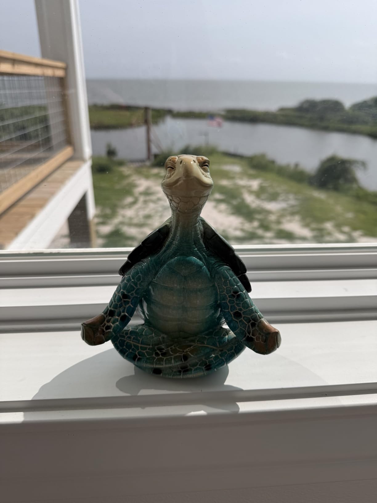 VVGIFTS Sea Turtle Meditation Zen Yoga Coastal Beach Resin Statue for Decor customer photo 2
