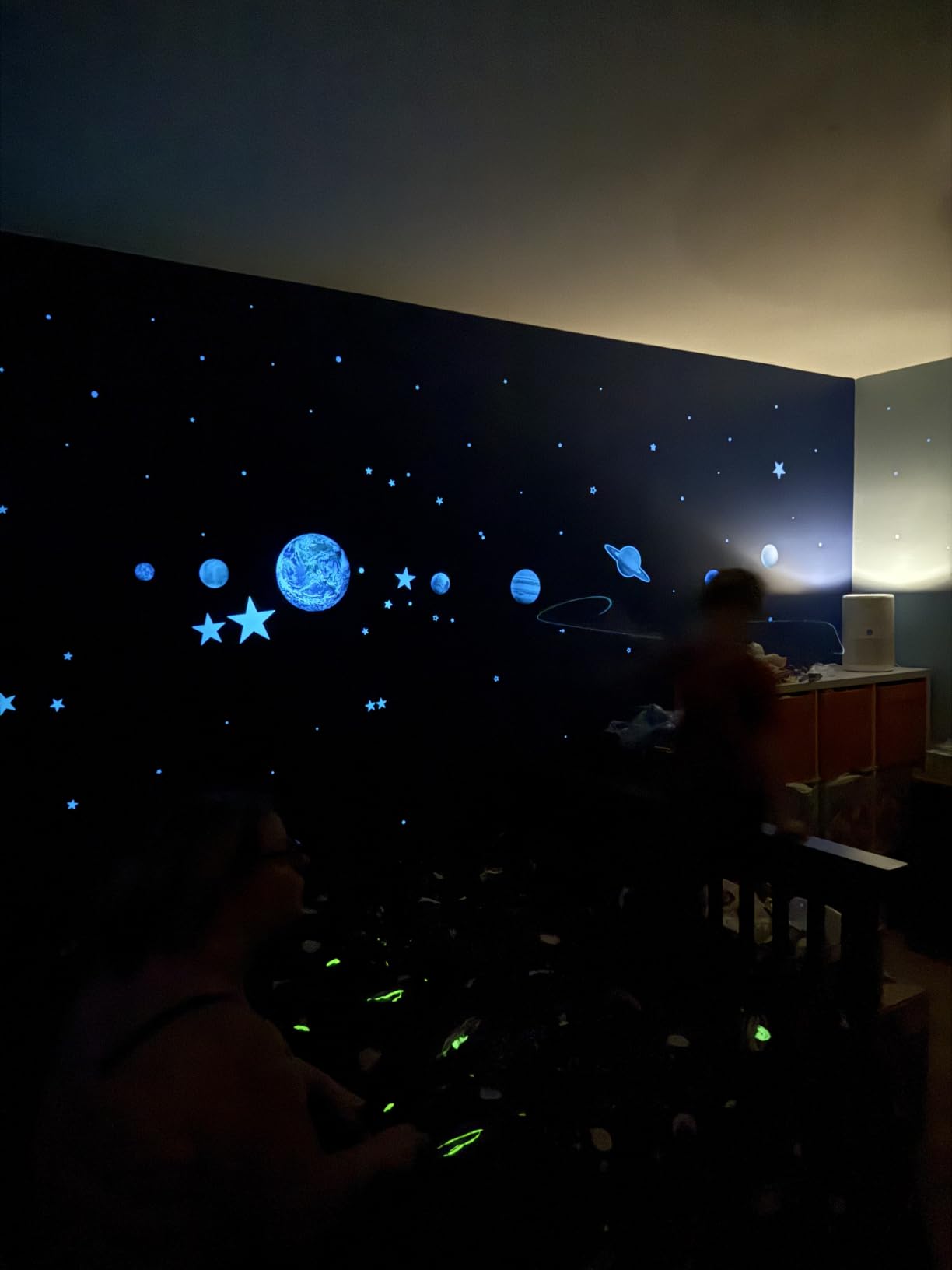 Glow in The Dark Stars Solar System Wall Decals, The Earth Wall Stickers for Bedroom, Baby Nursery Planets Sticker Decoration for Ceiling customer photo 1