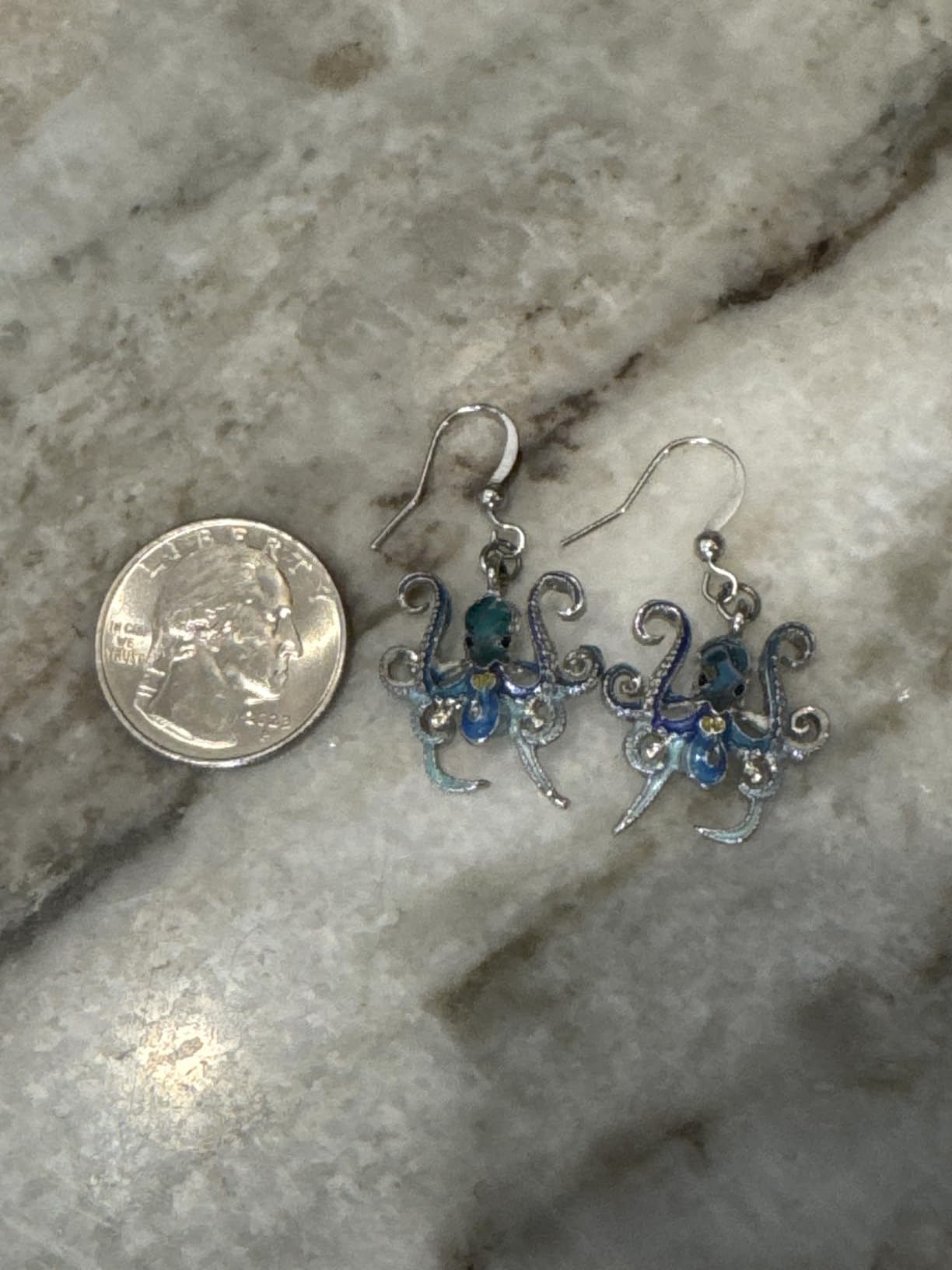 Cute Enamel Alloy Ocean Animal Creative Seahorse Shark Whale Jellyfish Octopus Dolphin Dangle Earrings customer photo 1