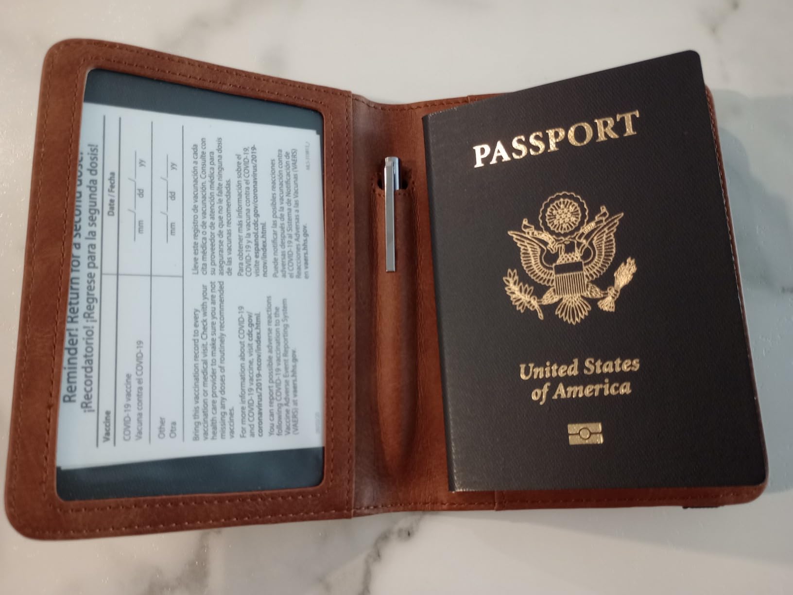 LOHASLIFE Airtag Passport Holder for Travel Essentials, Passport Cover Wallet, Leather RFID Blocking Card Case, Travel Accessories, Vacation Luggage Must Haves, for Men Women customer photo 2
