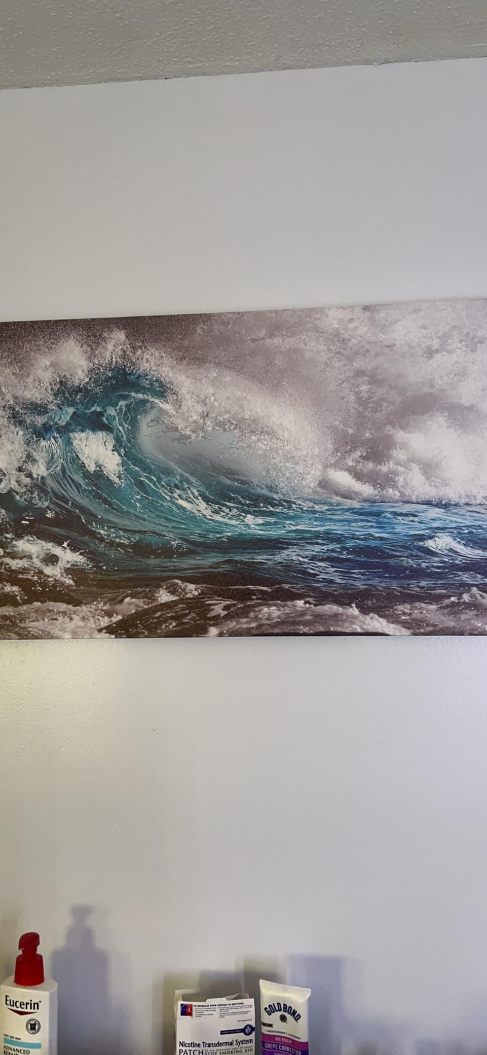 Surging Waves Whale Pictures Canvas Wall Art For Living Room Bedroom Wall Decor, Surge Wall Art Print Paitnings for Home Decor, Morden Artwork Seascape Canvas Art Waterproof Ready to Hang-20X40Inches customer photo 1