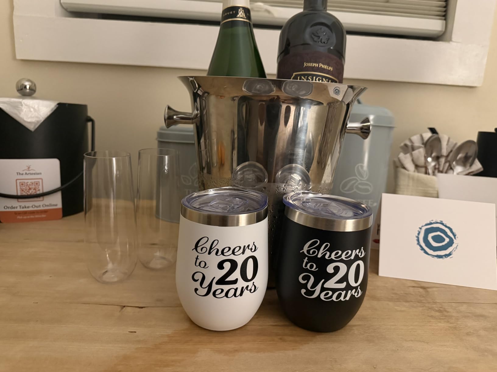 14th Anniversary Wedding Gifts for Couple Wife Husband 2 Pack Wine Tumbler 12 OZ customer photo 1