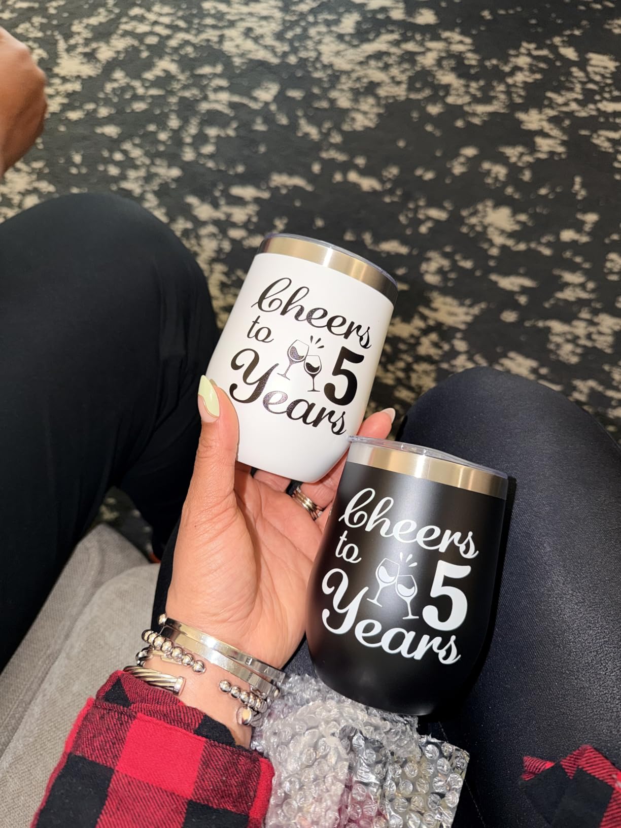 14th Anniversary Wedding Gifts for Couple Wife Husband 2 Pack Wine Tumbler 12 OZ customer photo 2