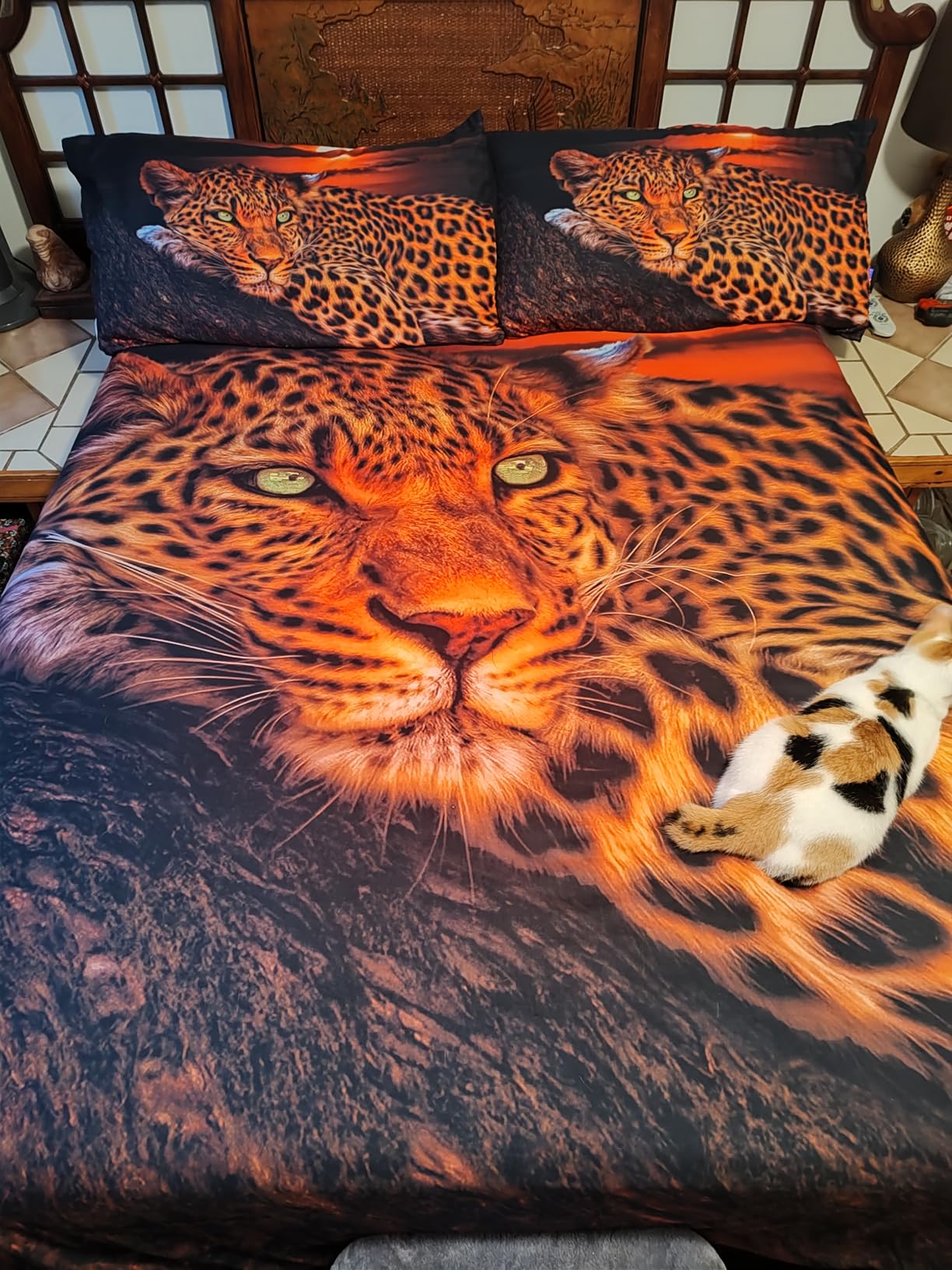 White Tiger Duvet Cover Set Queen Size Wildlife Comforter Cover Animal Print Bedding Set for Boys Girls and Kids Watercolor Art Bedroom Decor customer photo 1