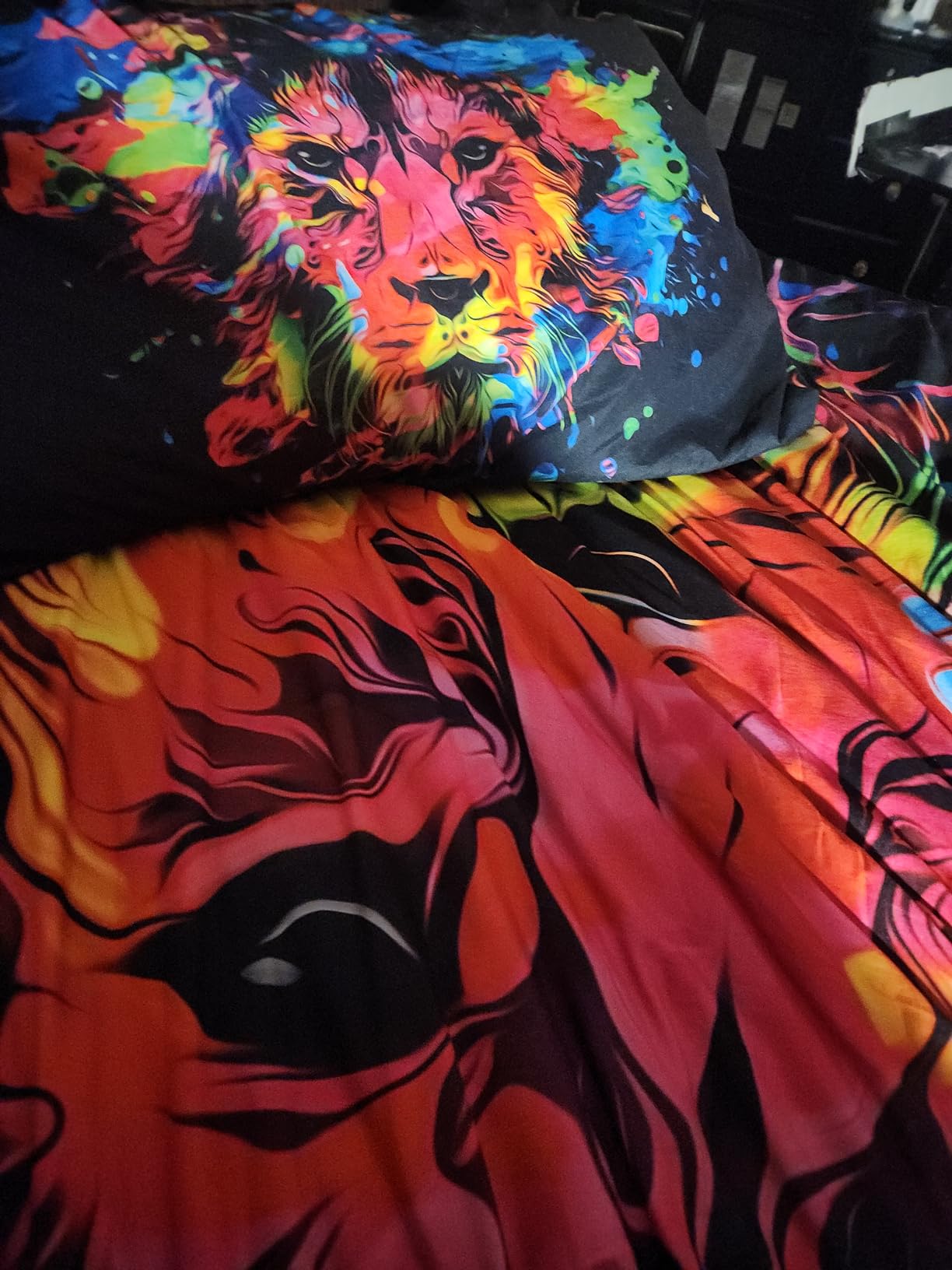 White Tiger Duvet Cover Set Queen Size Wildlife Comforter Cover Animal Print Bedding Set for Boys Girls and Kids Watercolor Art Bedroom Decor customer photo 2