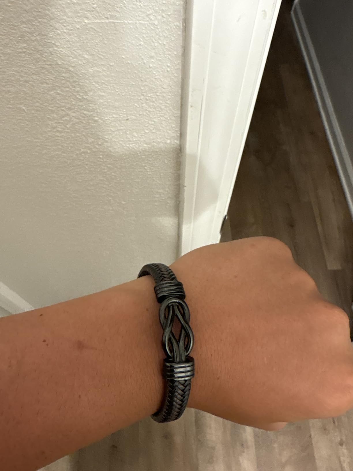 Gift for Men Infinity Bracelet - Brown Braided Leather Forever Linked Together Stainless Steel Engraved customer photo 2