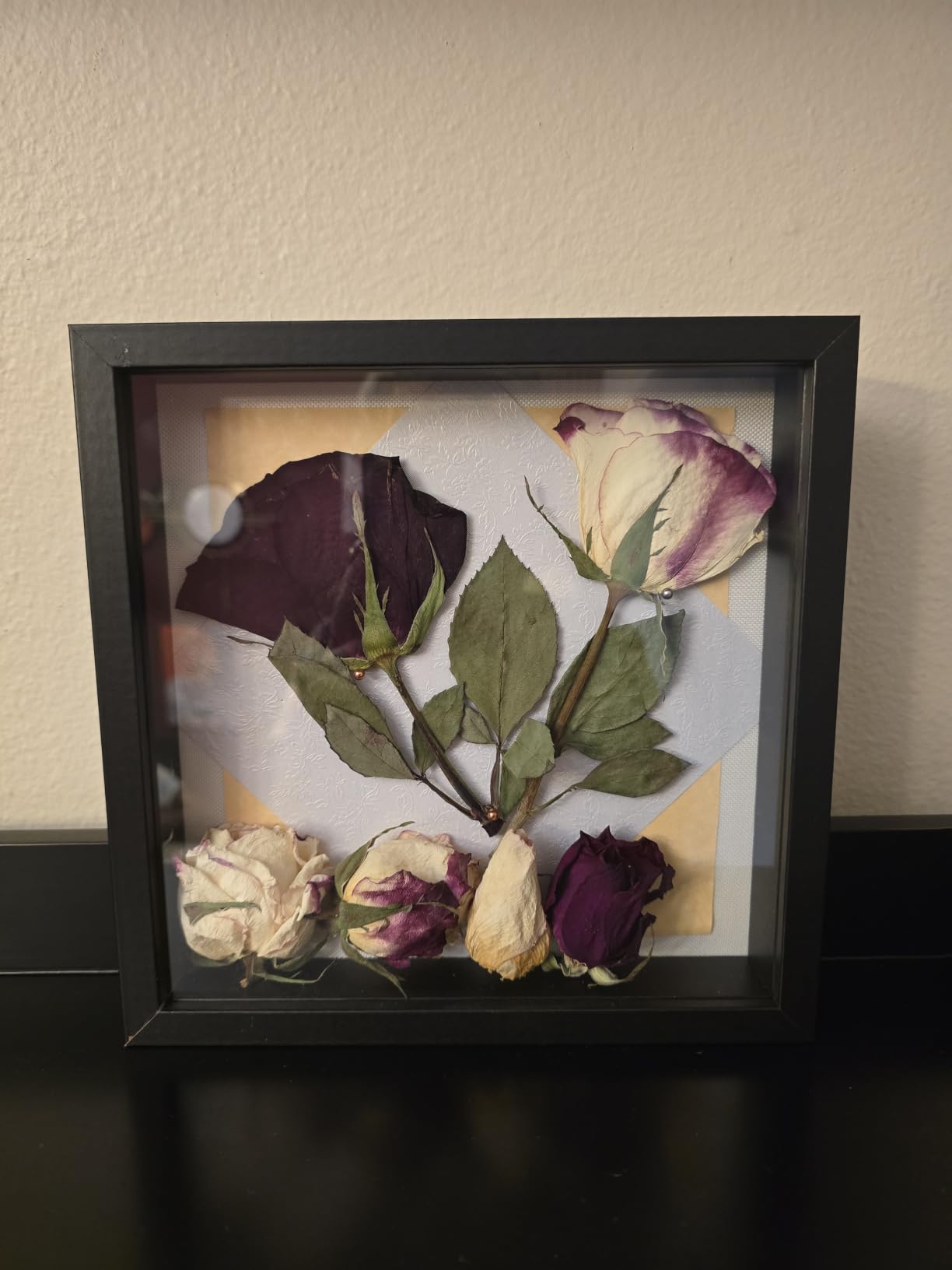 Califortree 8x8 Shadow Box Frame with Soft Linen Back - Push Pins Included, Memory Box Display Case for Flower, Tickets and 3D Items, Black customer photo 1