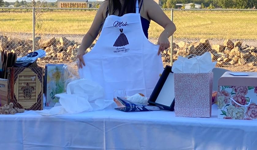 King & Queen Apron Set - Matching Couples Kitchen Aprons with Deep Pockets & Reinforced Stitching - Waterproof Professional Cooking Gear for Wedding, Engagement, Bridal Shower, Valentines, Christmas customer photo 2