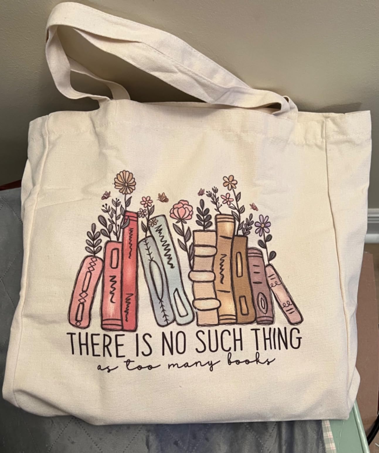 LEADO Cute Canvas Tote Bag with Pocket, Book Lovers Gifts customer photo 1