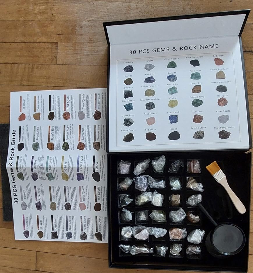 Rock Collection for Kids - 30Pcs Rocks, Gemstones & Crystals Kit | with learning Guide, Mineral Education Set, Geology Science STEM Toys, Earth Science Activity, Gifts for Boys & Girls customer photo 1