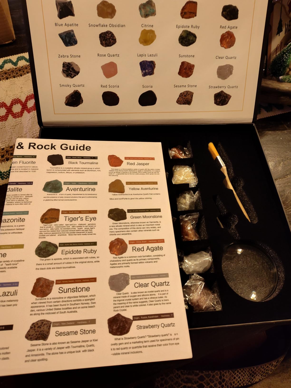 Rock Collection for Kids - 30Pcs Rocks, Gemstones & Crystals Kit | with learning Guide, Mineral Education Set, Geology Science STEM Toys, Earth Science Activity, Gifts for Boys & Girls customer photo 2