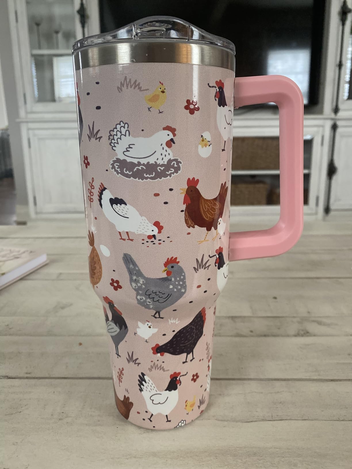 40 oz Tumbler with Handle Straw Lid Chicken Gifts for Women | Chicken Rooster Coffee Travel Mug Leak Proof Insulated Hot Cold Ice Christmas Birthday Gifts for Women customer photo 1