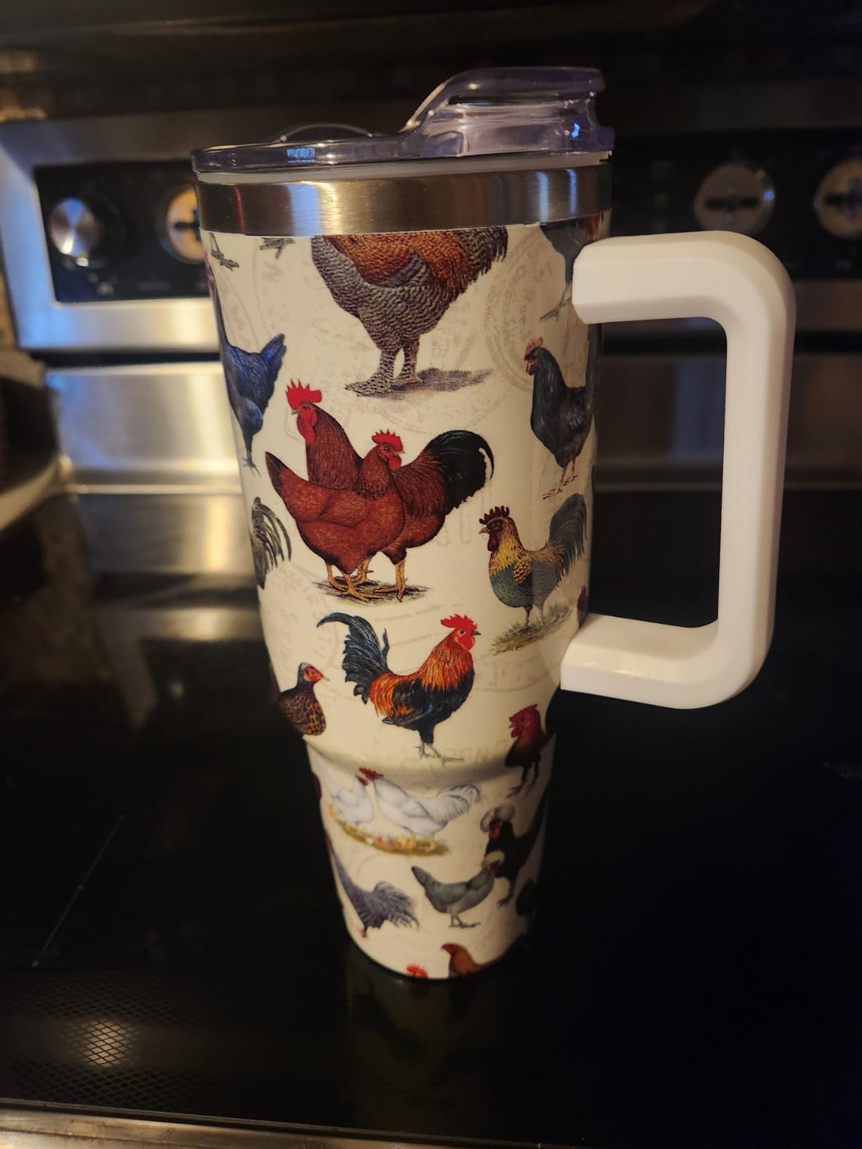 40 oz Tumbler with Handle Straw Lid Chicken Gifts for Women | Chicken Rooster Coffee Travel Mug Leak Proof Insulated Hot Cold Ice Christmas Birthday Gifts for Women customer photo 2