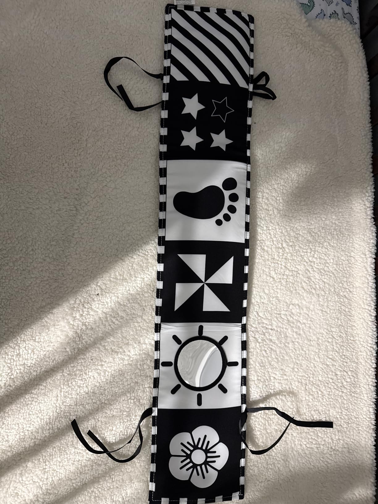 URMYWO Black and White Baby Toy, Tummy Time High Contrast Newborn Toys | Visual Stimulation Soft Baby Book, Brain Development Montessori Sensory Infant Mirror Toy 0-6-12 Months customer photo 2