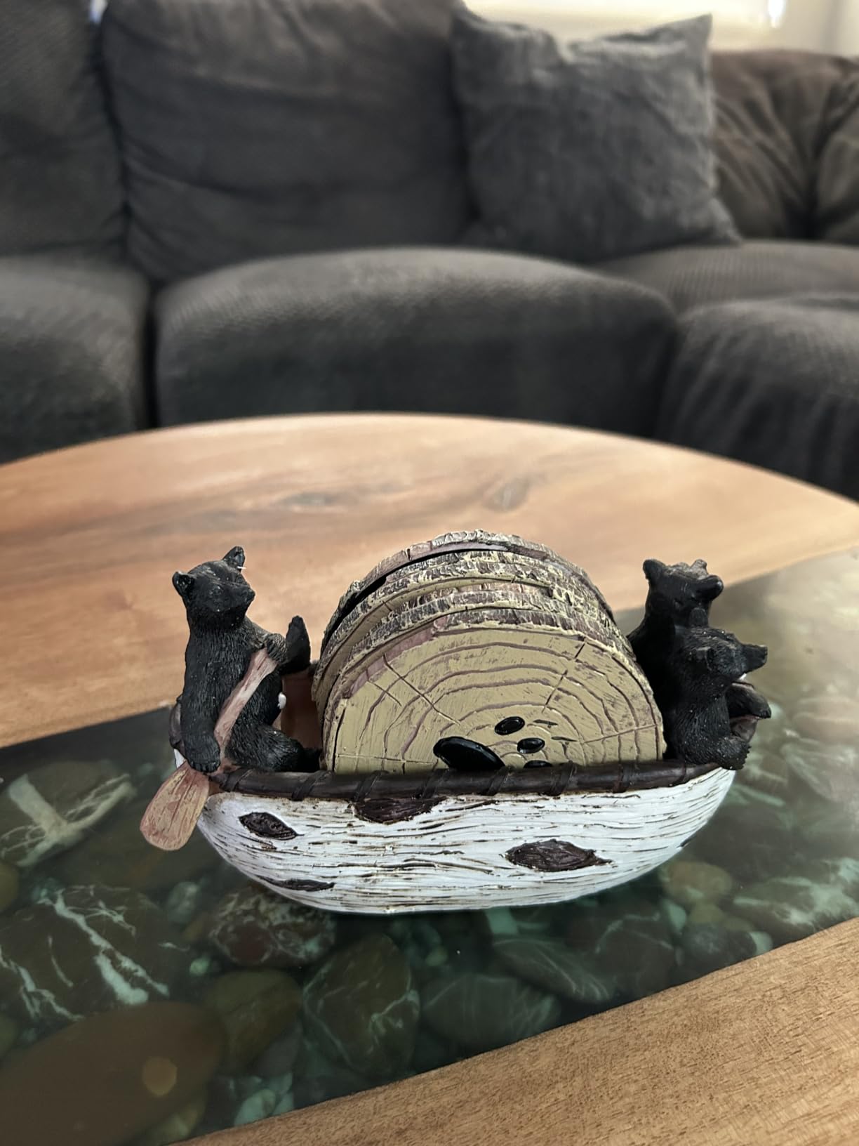 Cabin Obsession Whiskey Barrel Coaster Set - Handcrafted Whiskey Barrel Decor for Whiskey Lovers and Man Cave Gifts for Men - 6 Full Size Whiskey Coasters with Barrel Style Holder for Man Cave Decor customer photo 1