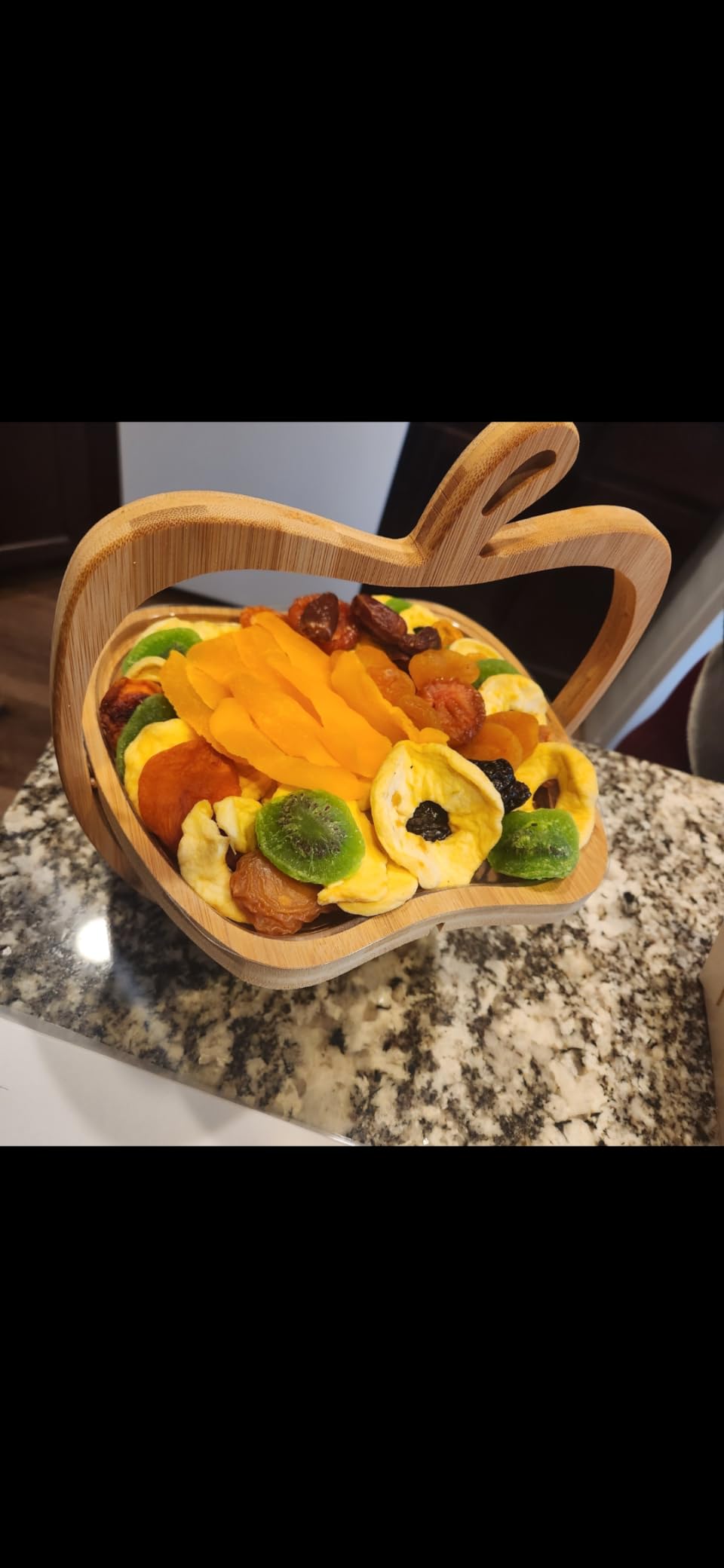 NUT CRAVINGS - Dried Fruit Flower Bouquet Arrangement in Wooden Apple-Shaped Gift Basket + Tray (9 Assortment) Healthy Snack Care Package customer photo 1