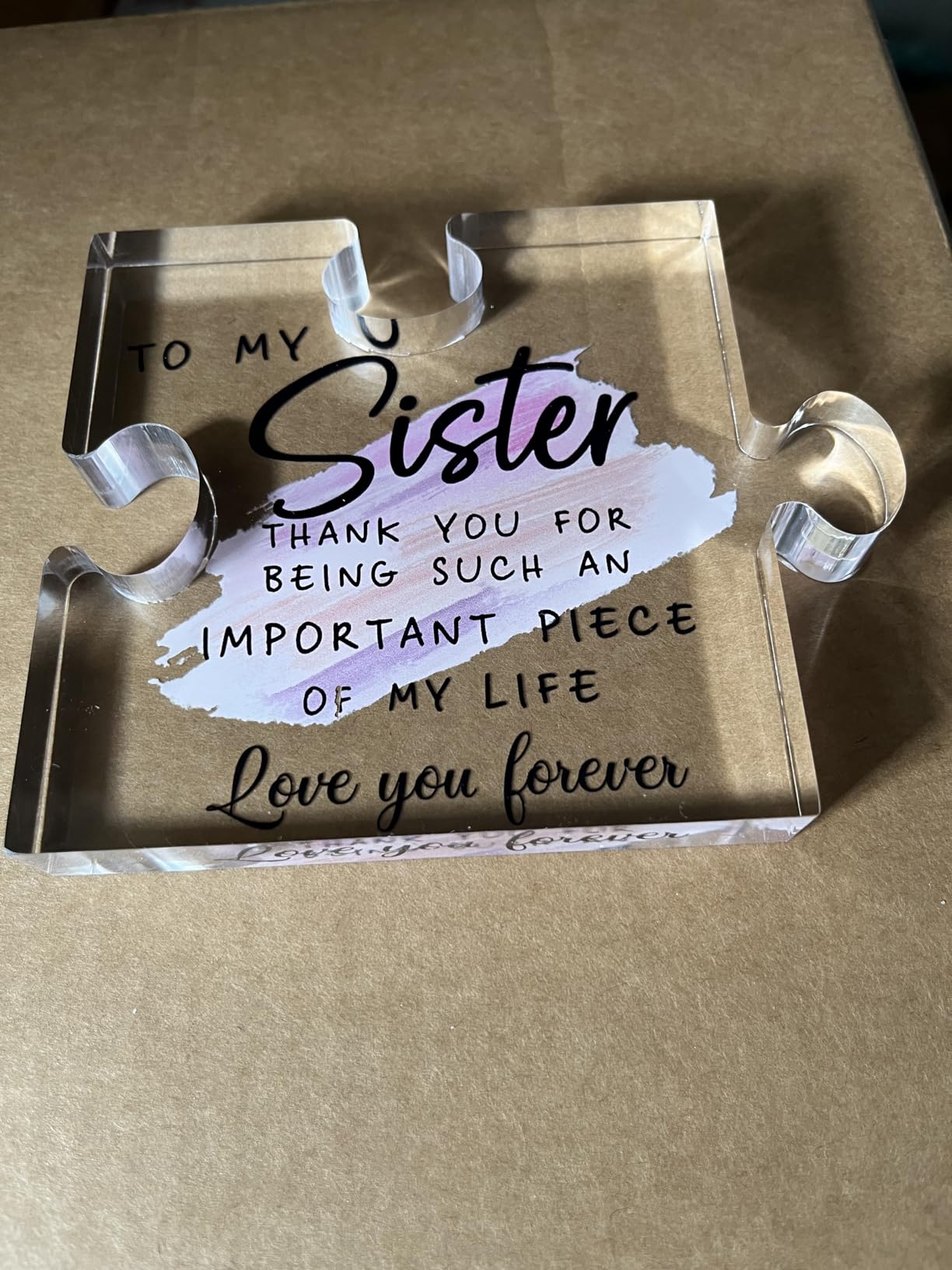 LukieJac Sister Gifts from Sister - Unique Sister Birthday Acrylic Puzzle-Shaped Plaque Desk Decorations Present for Big Sister Mothers Day Christmas Wedding customer photo 1