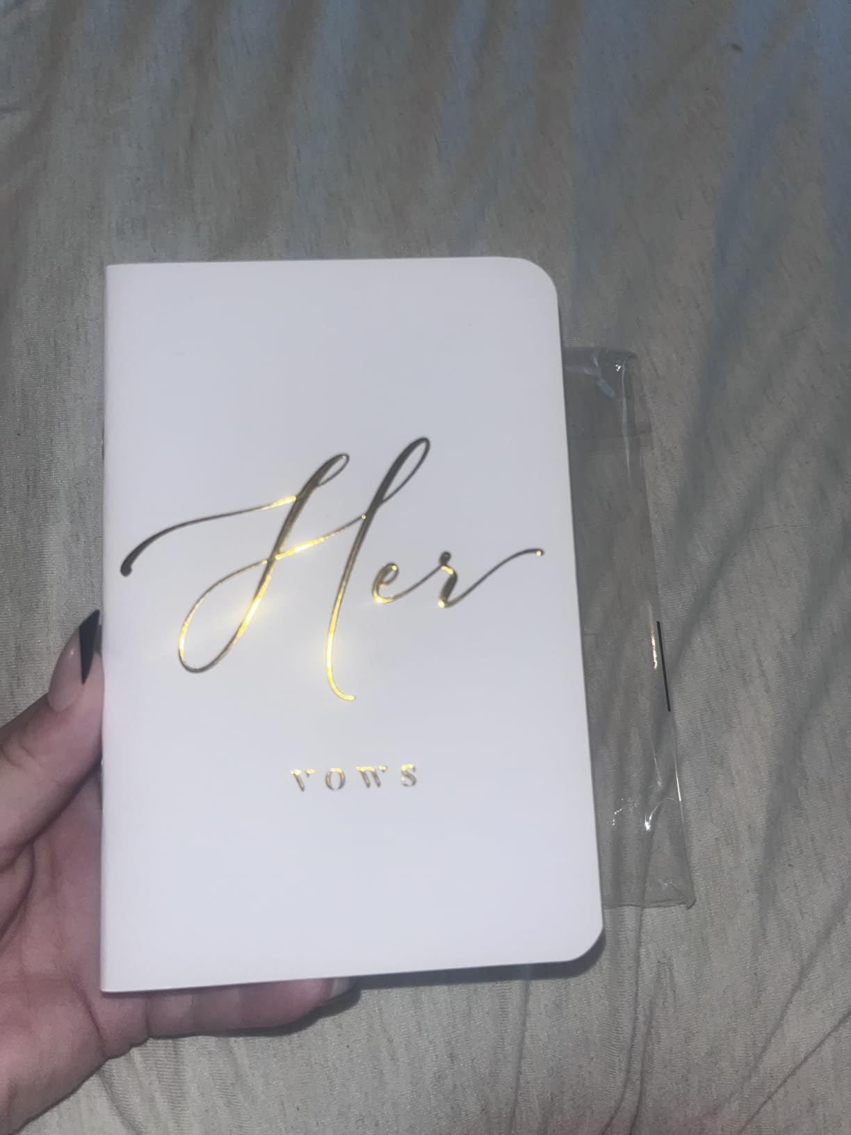 Premium Wedding Vow Book for Her & Him, Soft Touch, Gold Foil, 28 Lined Pages, Wedding Vow Books His and Hers, Wedding Essentials, Wedding Registry Ideas, His and Hers Gifts [Ivory & Navy] customer photo 1