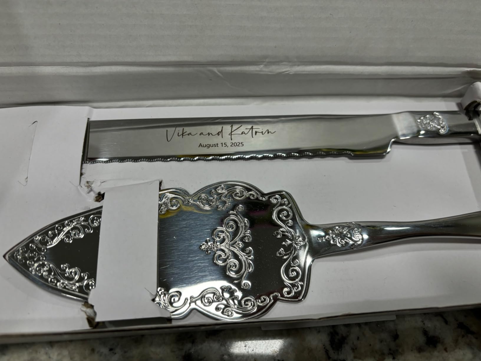 AW BRIDAL Quinceanera Cake Knife and Server Set | Mis Quince Anos Pala y Cuchillo para Pastel, 15th Birthday Keepsake Gift customer photo 1