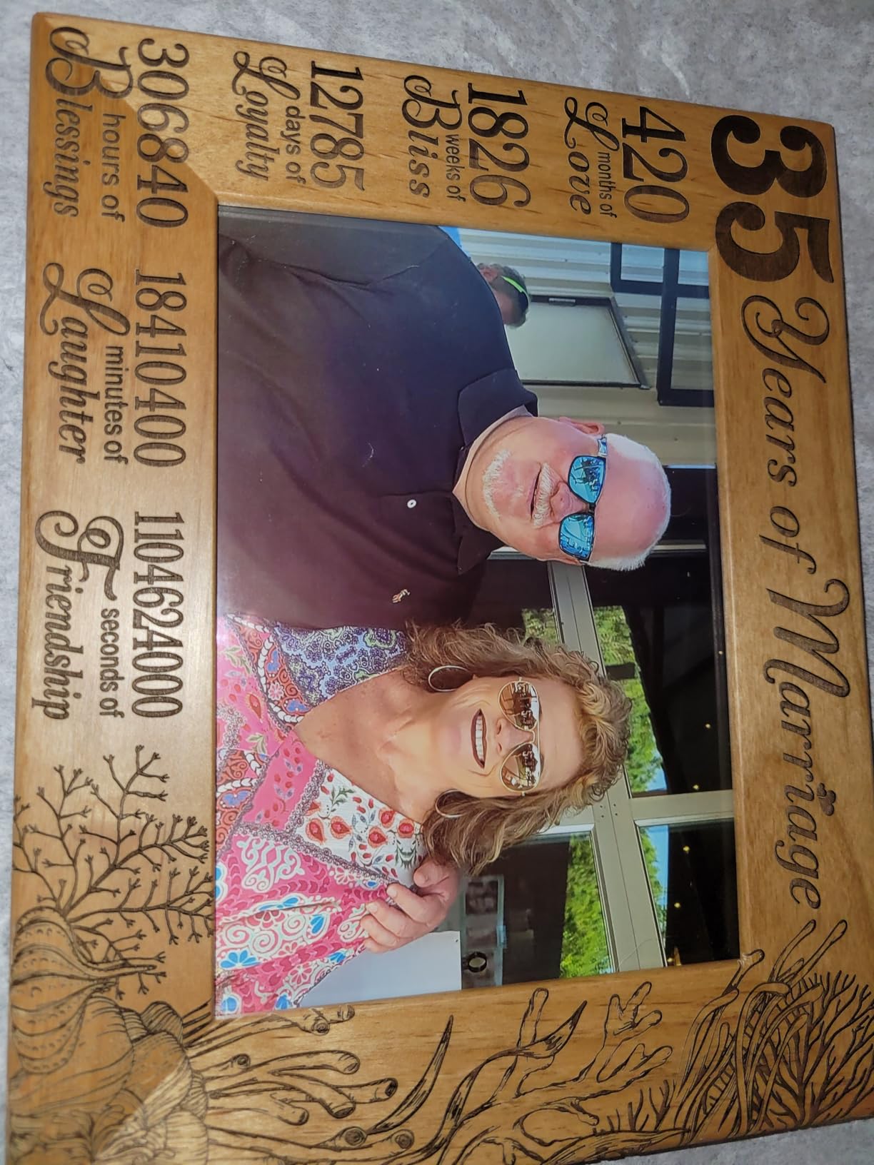 35 Years of Marriage Picture Frame, Traditional Coral Anniversary for Husband and Wife, Couples (5x7-Horizontal) customer photo 1